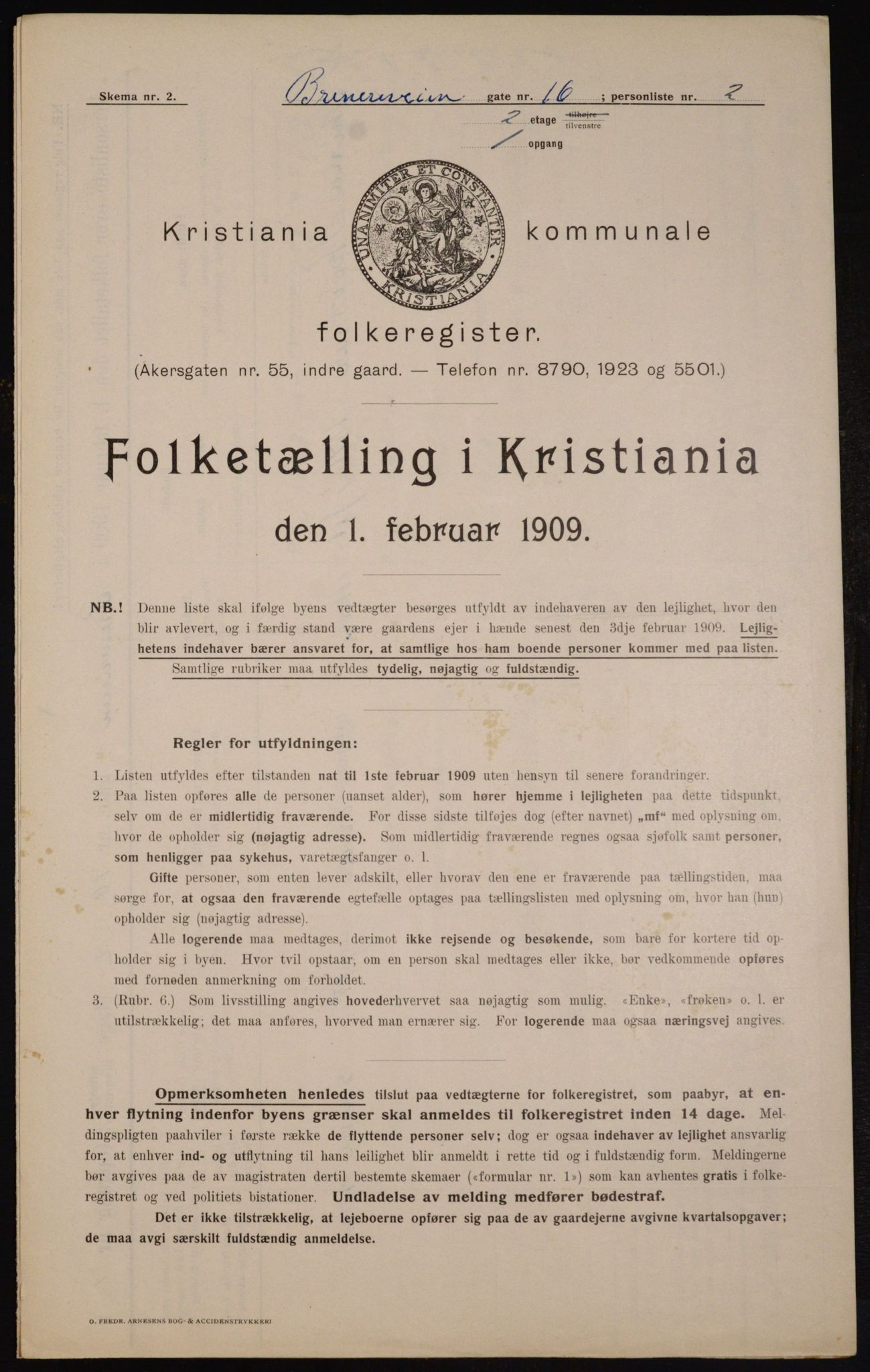 OBA, Municipal Census 1909 for Kristiania, 1909, p. 8176