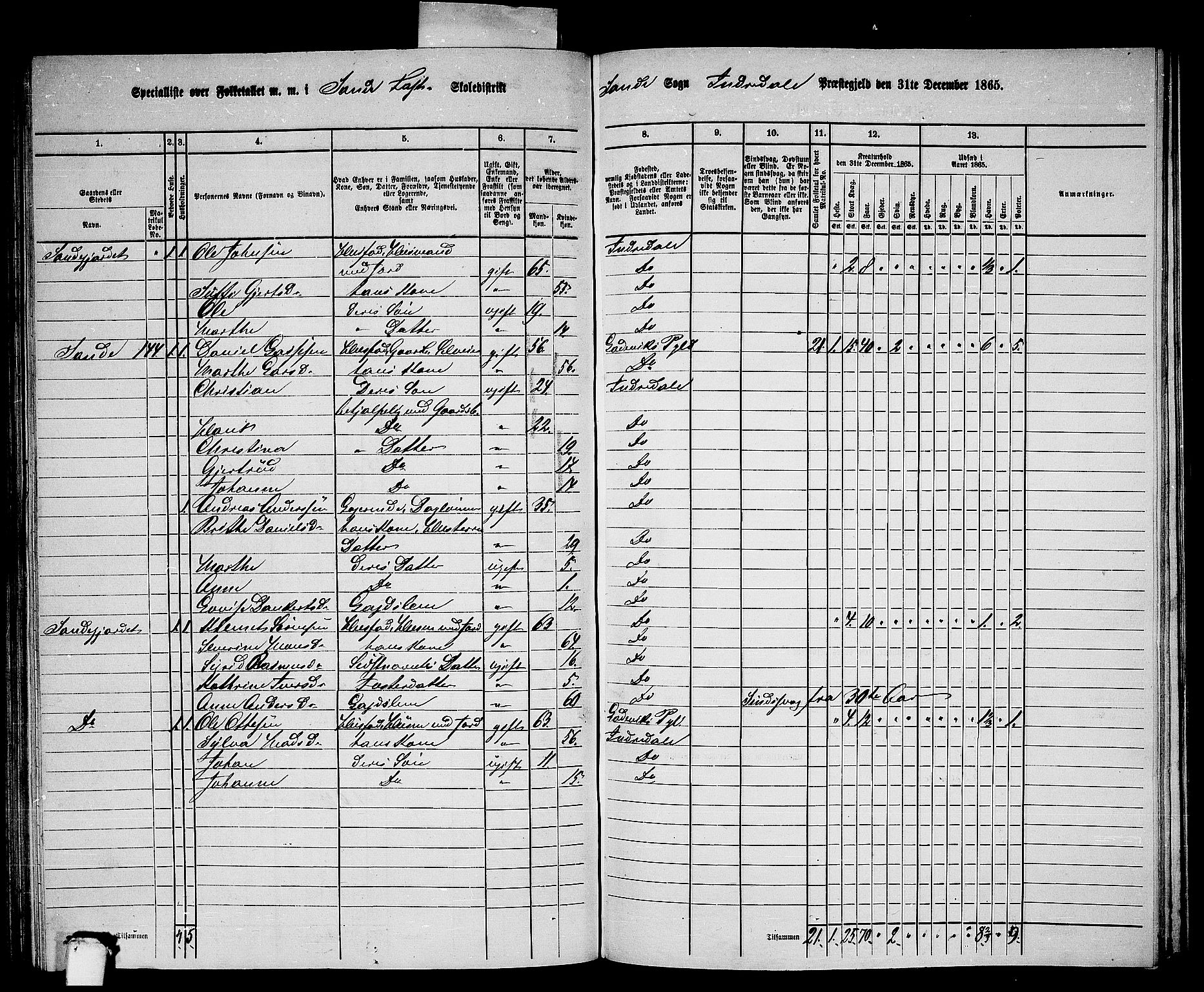 RA, 1865 census for Indre Holmedal, 1865, p. 100