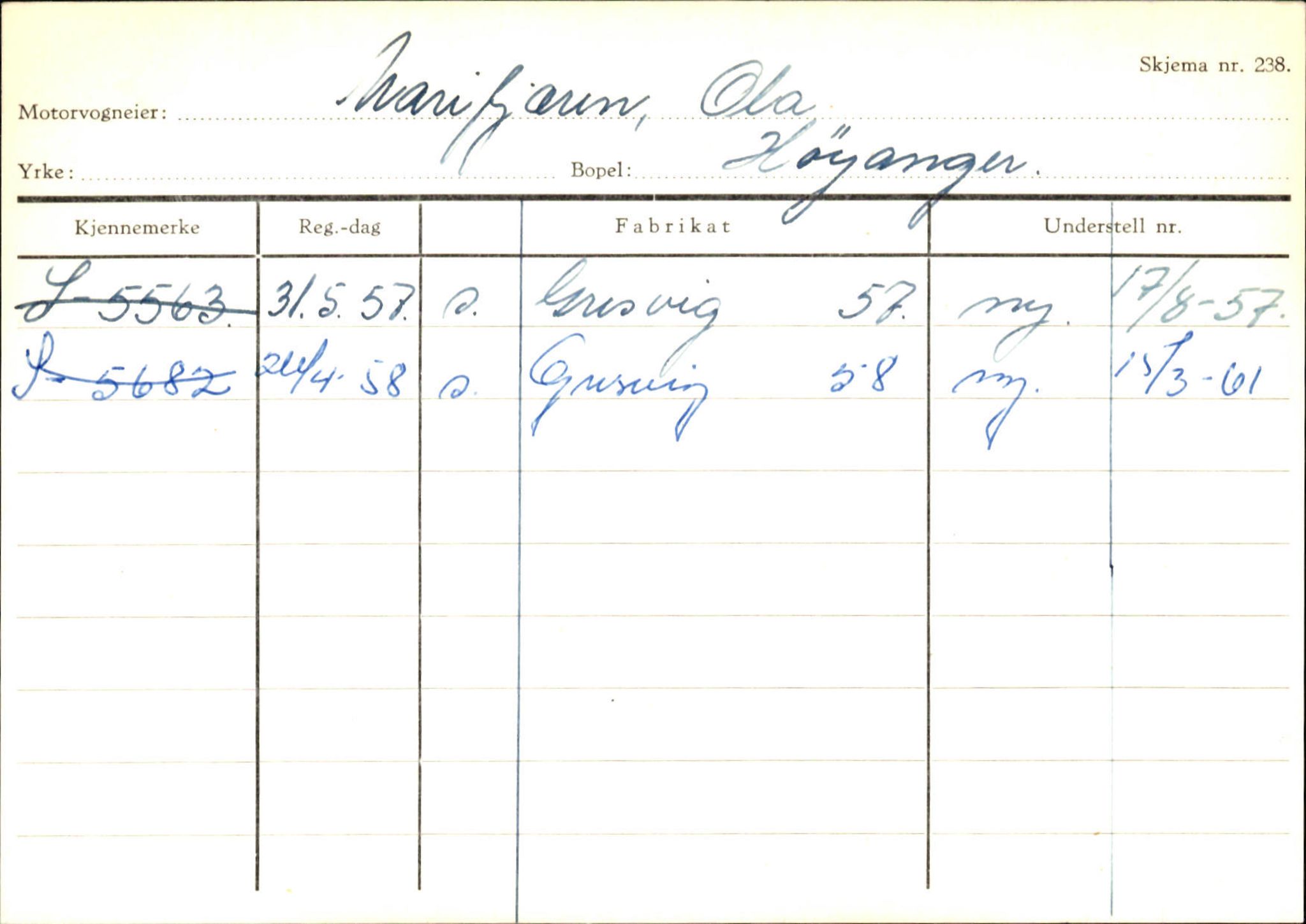 Statens vegvesen, Sogn og Fjordane vegkontor, SAB/A-5301/4/F/L0130: Eigarregister Eid T-Å. Høyanger A-O, 1945-1975, p. 2082