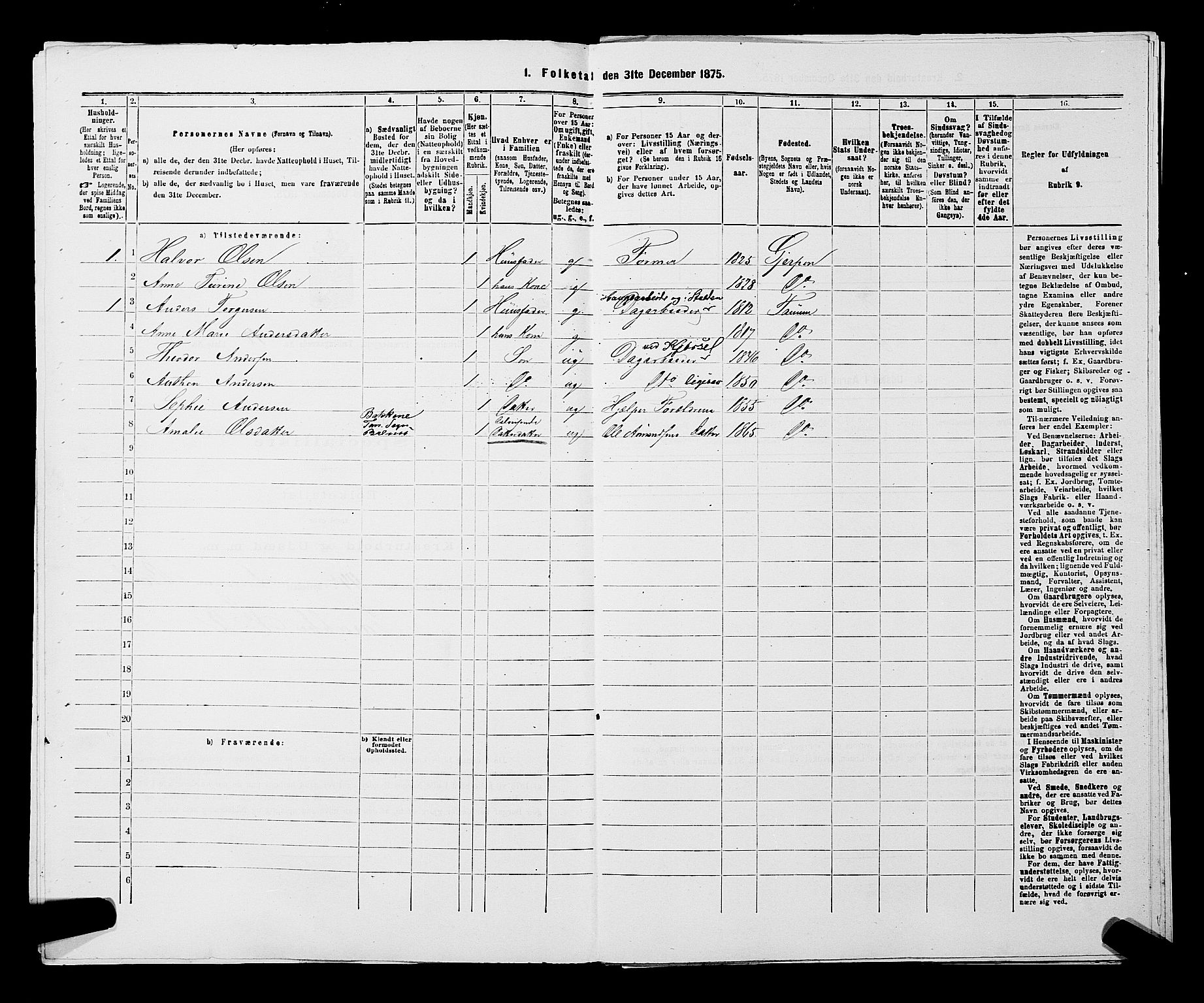 SAKO, 1875 census for 0726P Brunlanes, 1875, p. 1563