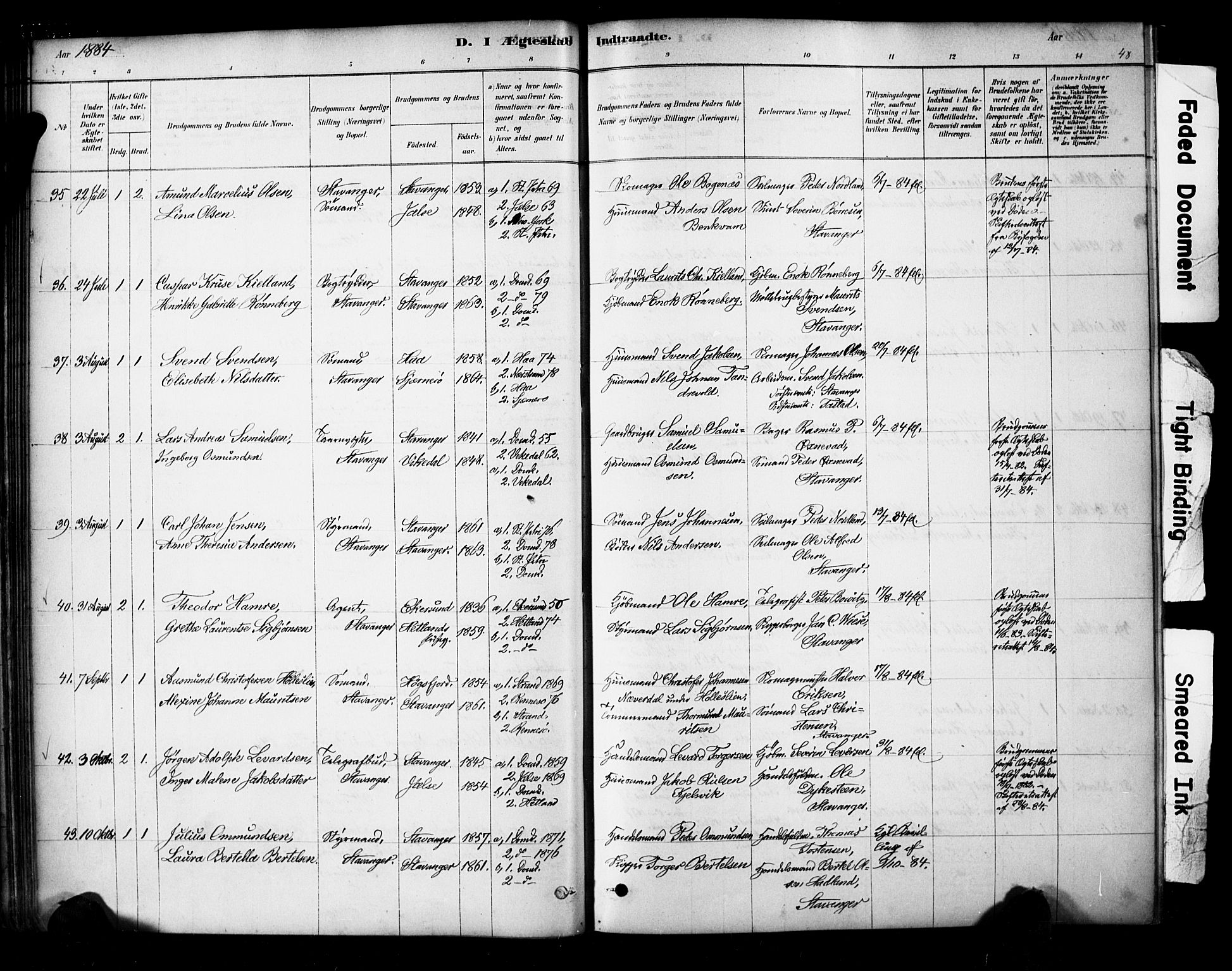 Domkirken sokneprestkontor, SAST/A-101812/001/30/30BA/L0029: Parish register (official) no. A 28, 1878-1904, p. 48