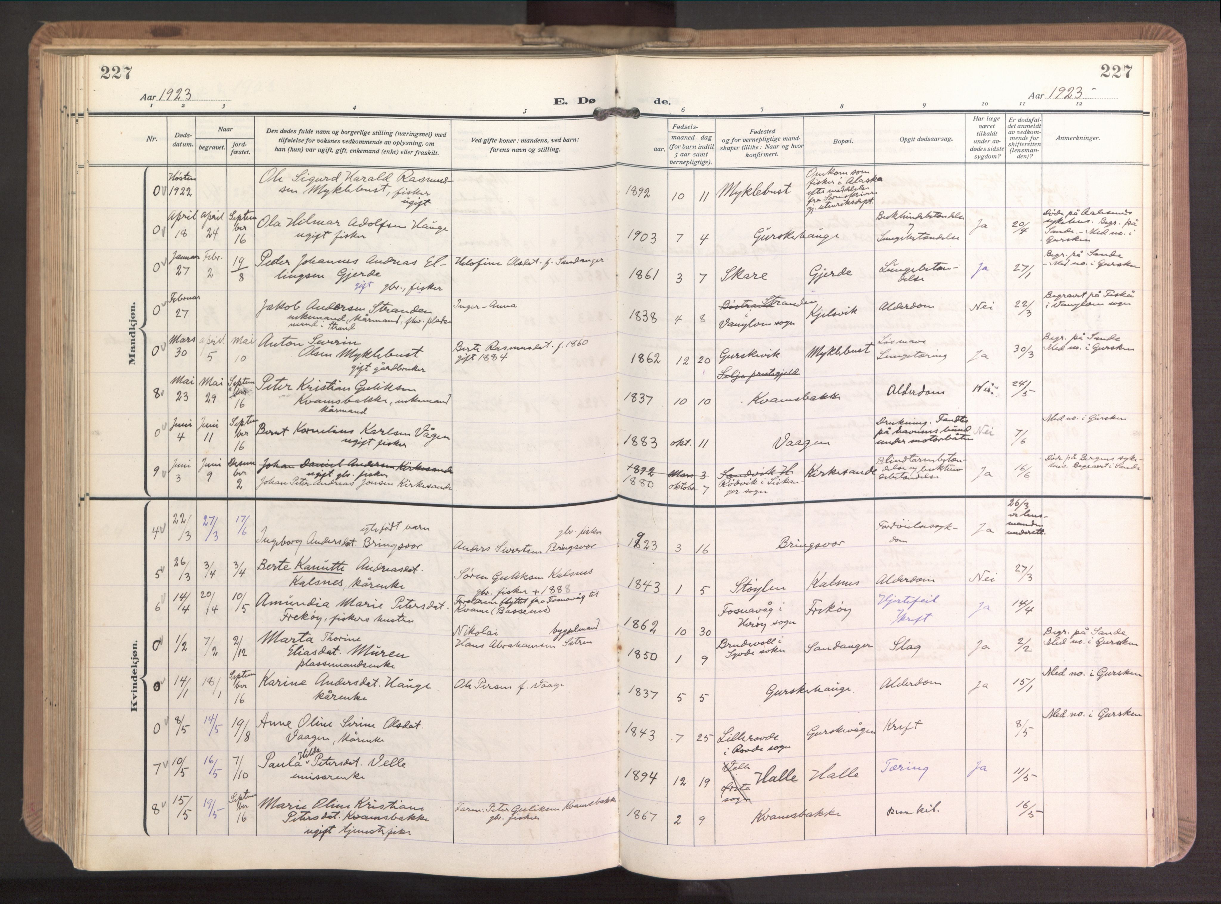 Ministerialprotokoller, klokkerbøker og fødselsregistre - Møre og Romsdal, AV/SAT-A-1454/503/L0044: Parish register (official) no. 503A12, 1918-1931, p. 227