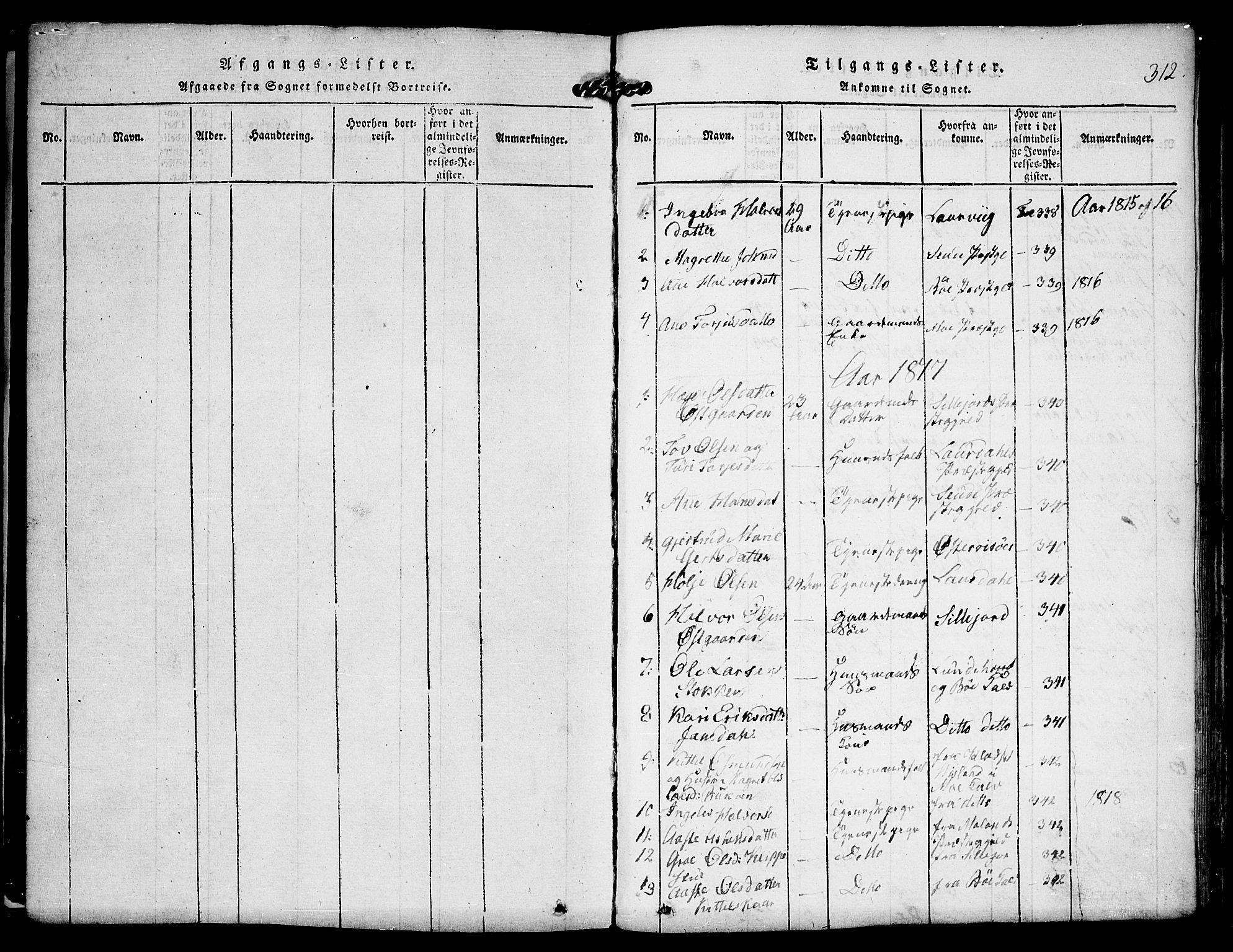 Kviteseid kirkebøker, SAKO/A-276/F/Fa/L0005: Parish register (official) no. I 5, 1815-1836, p. 312