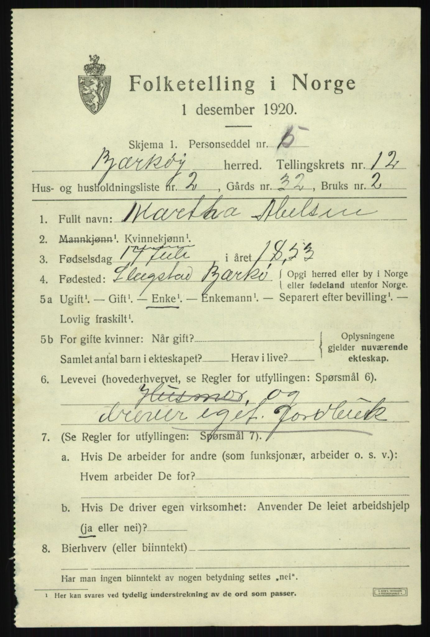 SATØ, 1920 census for Bjarkøy, 1920, p. 4683