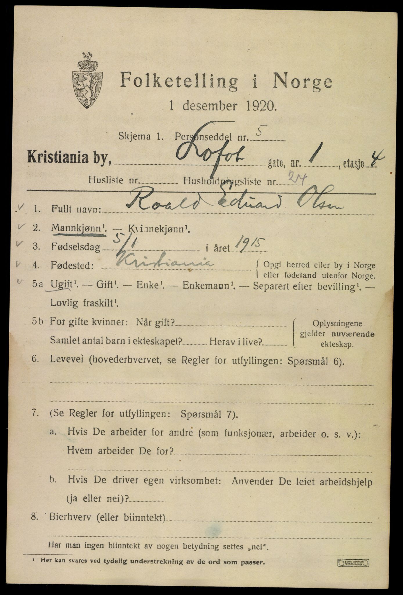 SAO, 1920 census for Kristiania, 1920, p. 366471