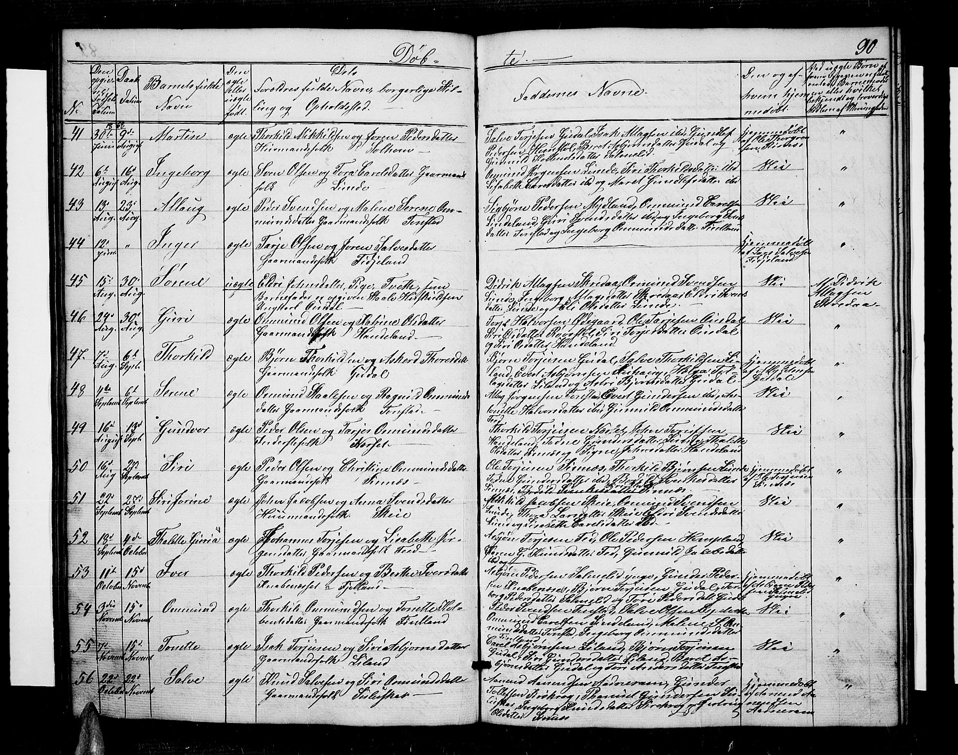 Sirdal sokneprestkontor, AV/SAK-1111-0036/F/Fb/Fbb/L0002: Parish register (copy) no. B 2, 1848-1878, p. 90