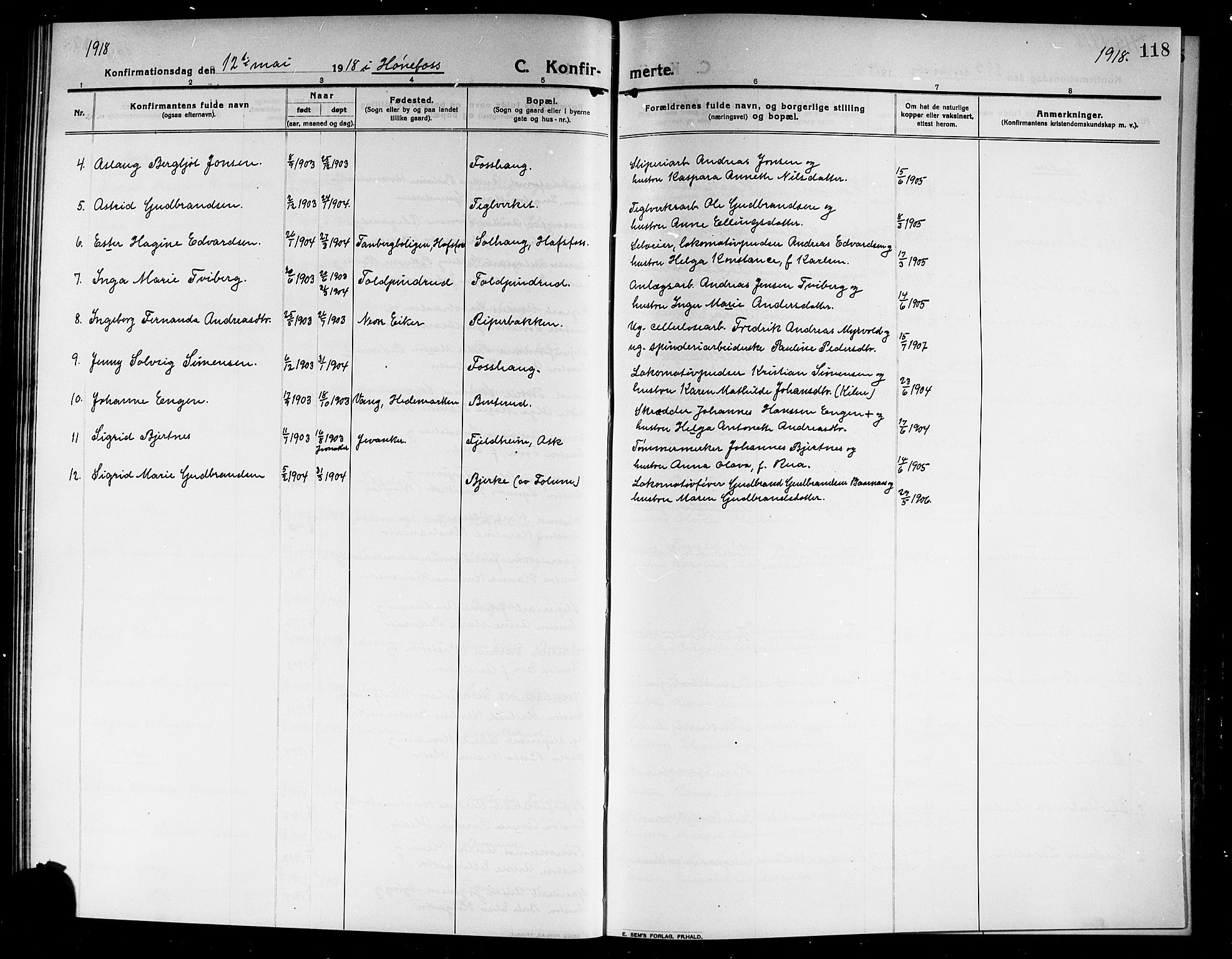 Norderhov kirkebøker, SAKO/A-237/G/Ga/L0009: Parish register (copy) no. I 9, 1913-1920, p. 118