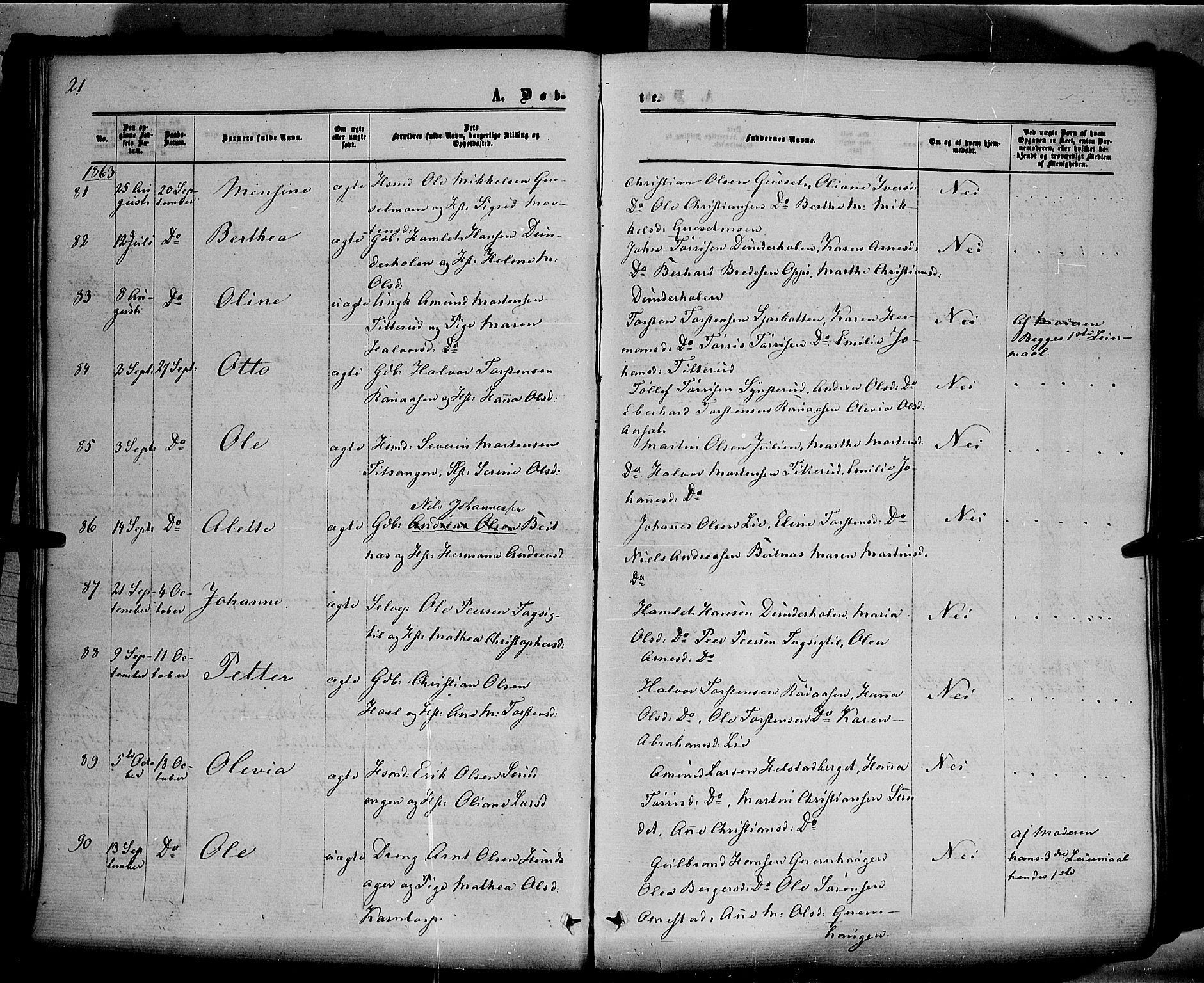 Hof prestekontor, AV/SAH-PREST-038/H/Ha/Haa/L0009: Parish register (official) no. 9, 1862-1877, p. 21