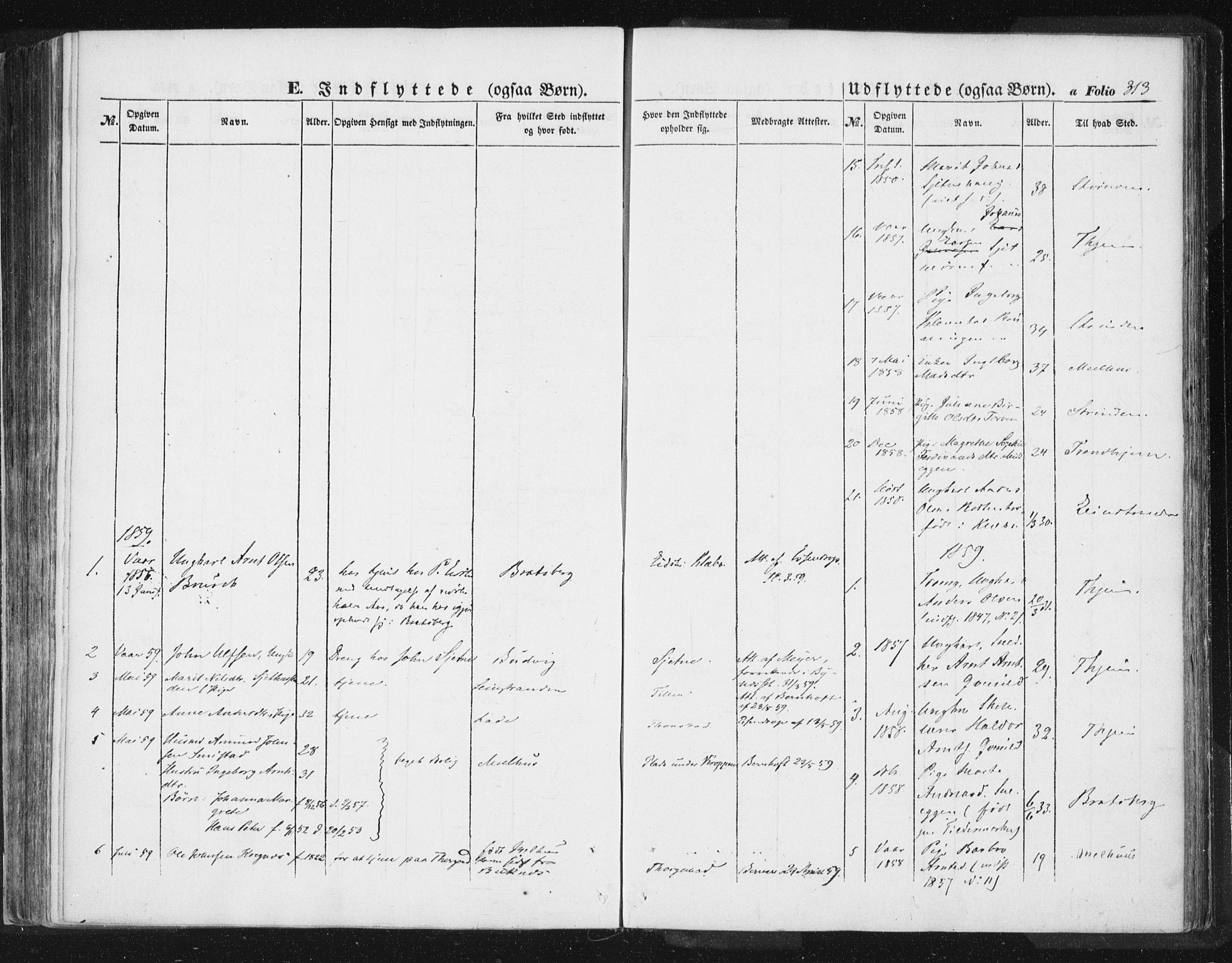 Ministerialprotokoller, klokkerbøker og fødselsregistre - Sør-Trøndelag, SAT/A-1456/618/L0441: Parish register (official) no. 618A05, 1843-1862, p. 313