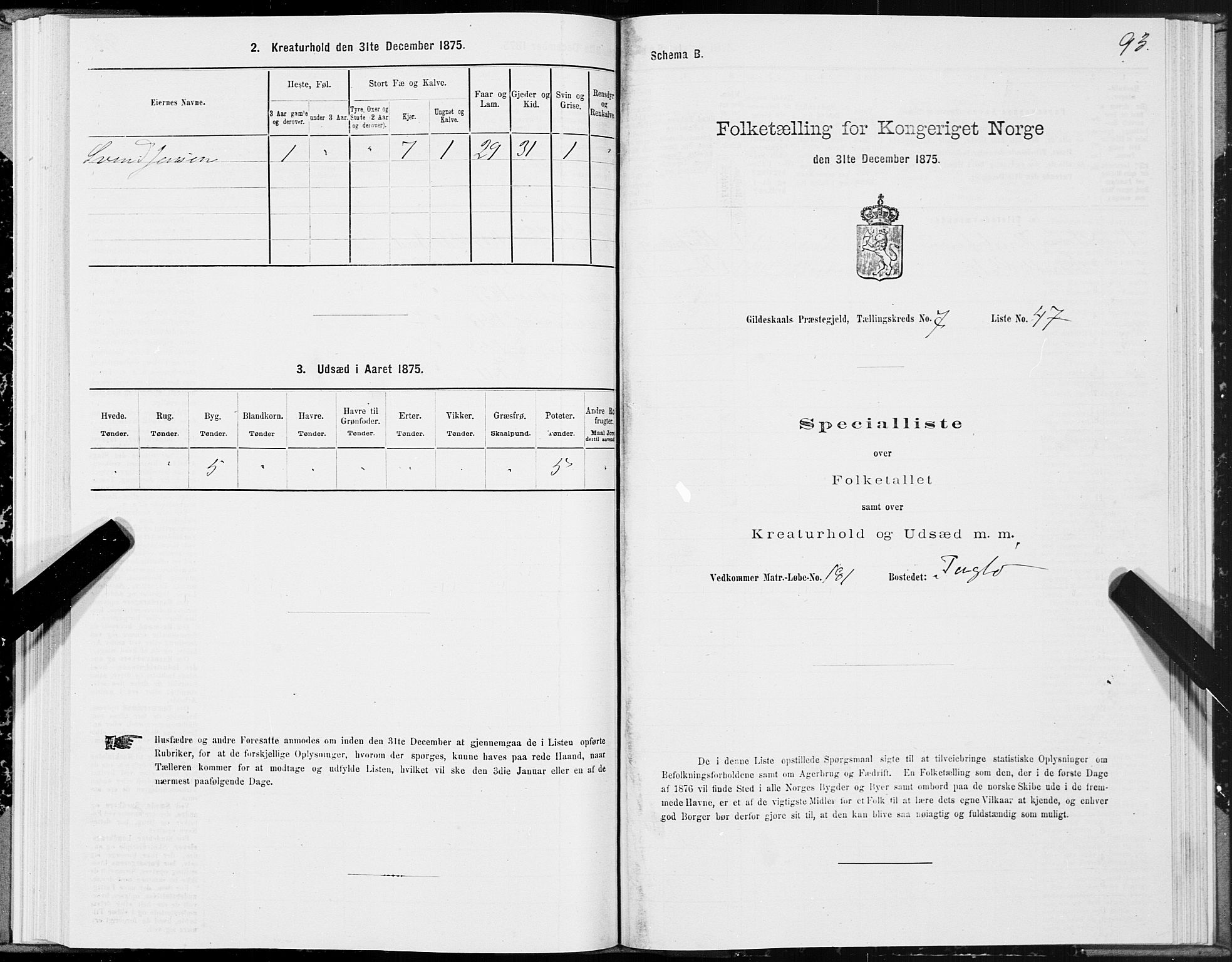 SAT, 1875 census for 1838P Gildeskål, 1875, p. 4093