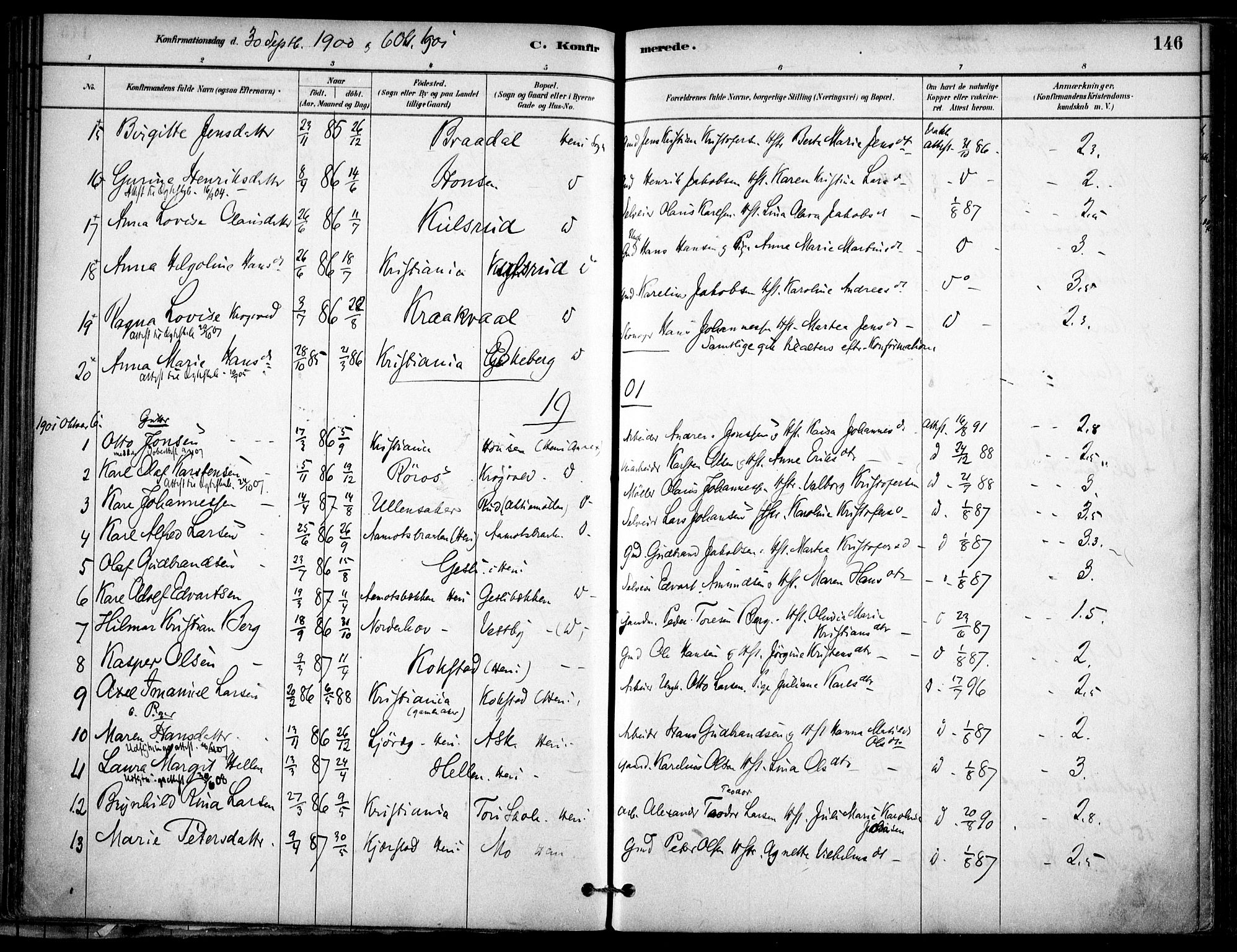 Gjerdrum prestekontor Kirkebøker, SAO/A-10412b/F/Fb/L0001: Parish register (official) no. II 1, 1881-1921, p. 146