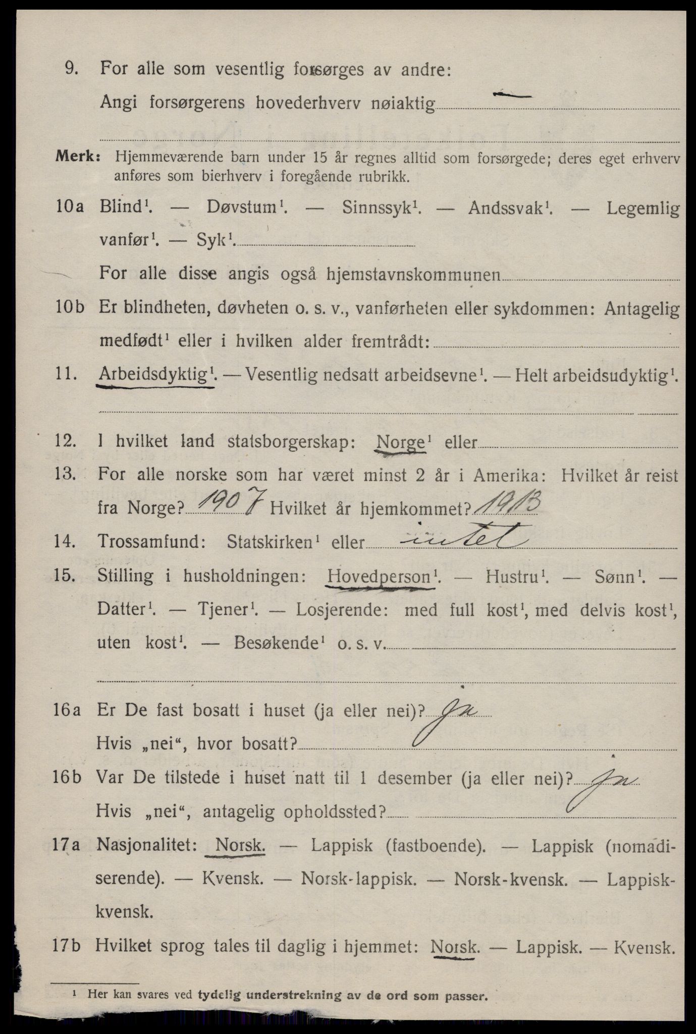 SAT, 1920 census for Nes (ST), 1920, p. 612