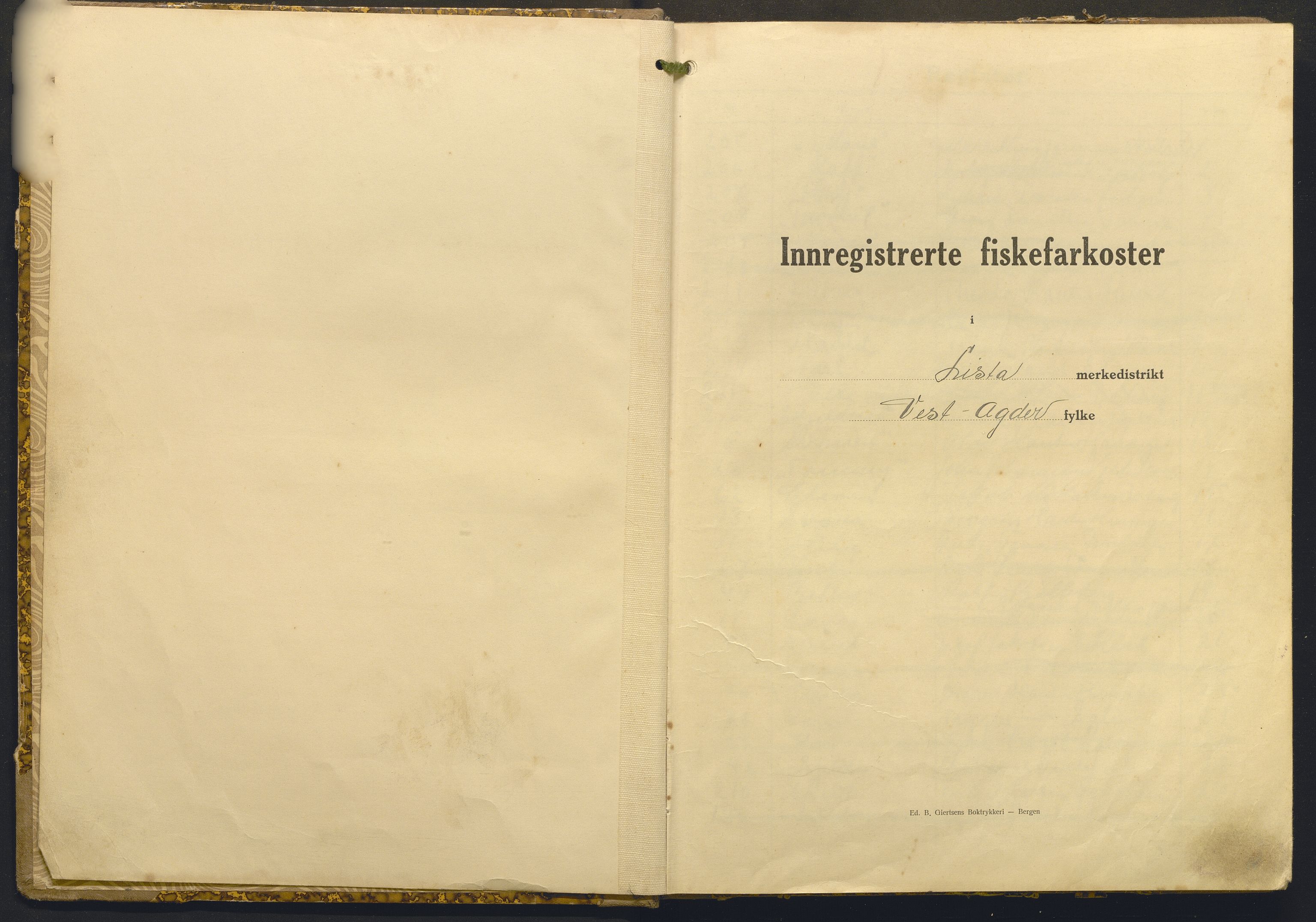 Fiskeridirektoratet - 1 Adm. ledelse - 13 Båtkontoret, AV/SAB-A-2003/I/Ia/Iaj/L0022: 135.1010/3 Merkeprotokoll - Lista, 1943-1955