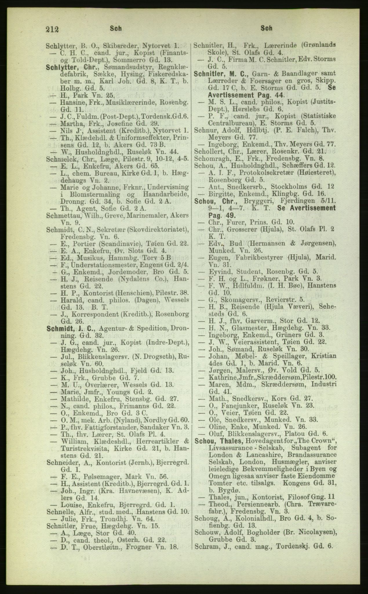 Kristiania/Oslo adressebok, PUBL/-, 1883, p. 212