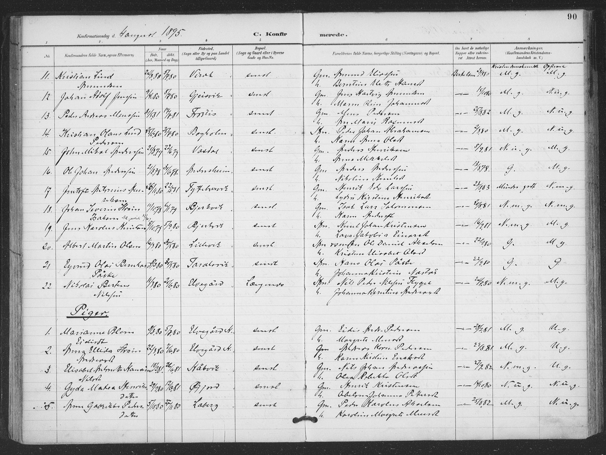 Ministerialprotokoller, klokkerbøker og fødselsregistre - Nordland, AV/SAT-A-1459/866/L0939: Parish register (official) no. 866A02, 1894-1906, p. 90