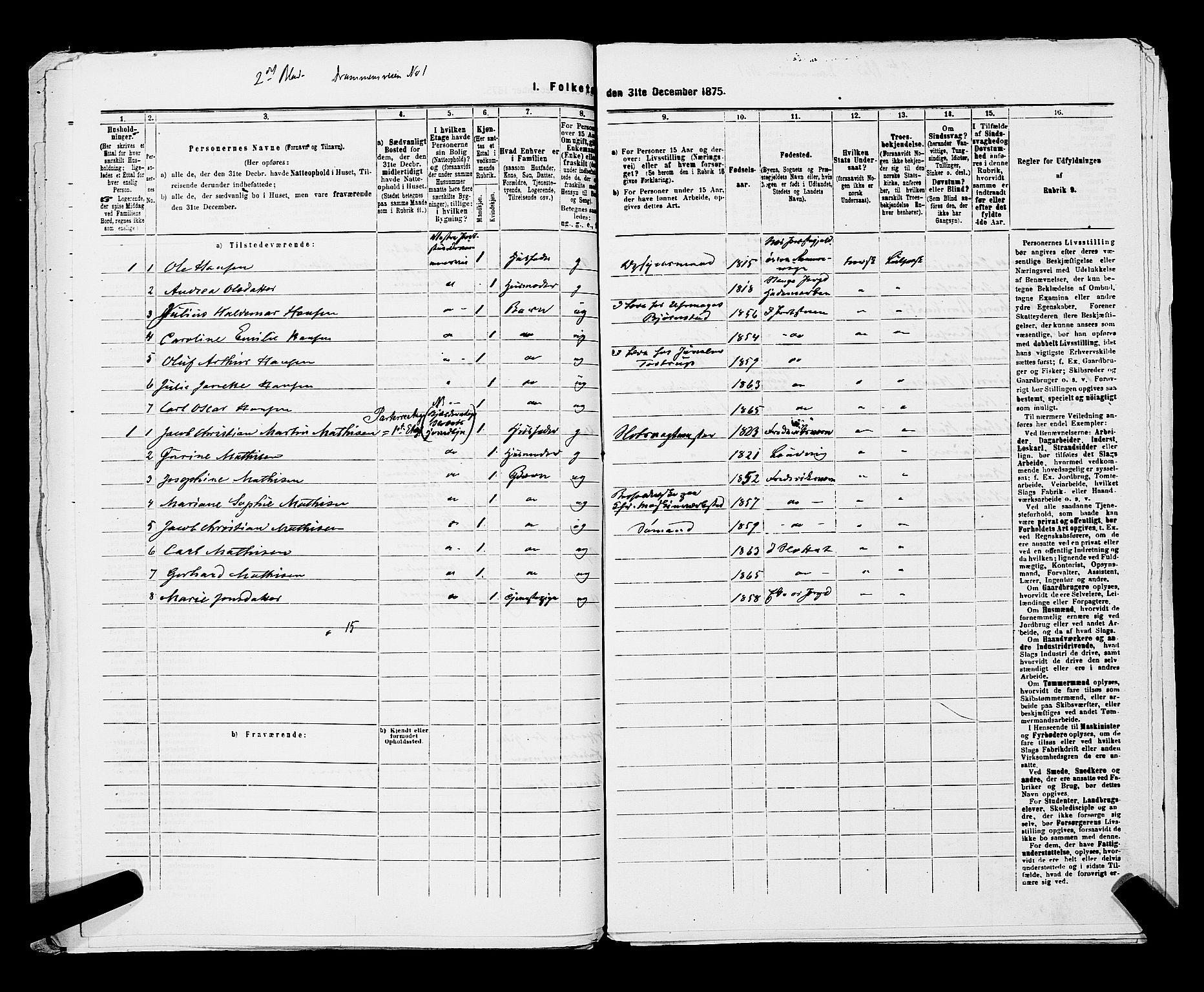 RA, 1875 census for 0301 Kristiania, 1875, p. 3951