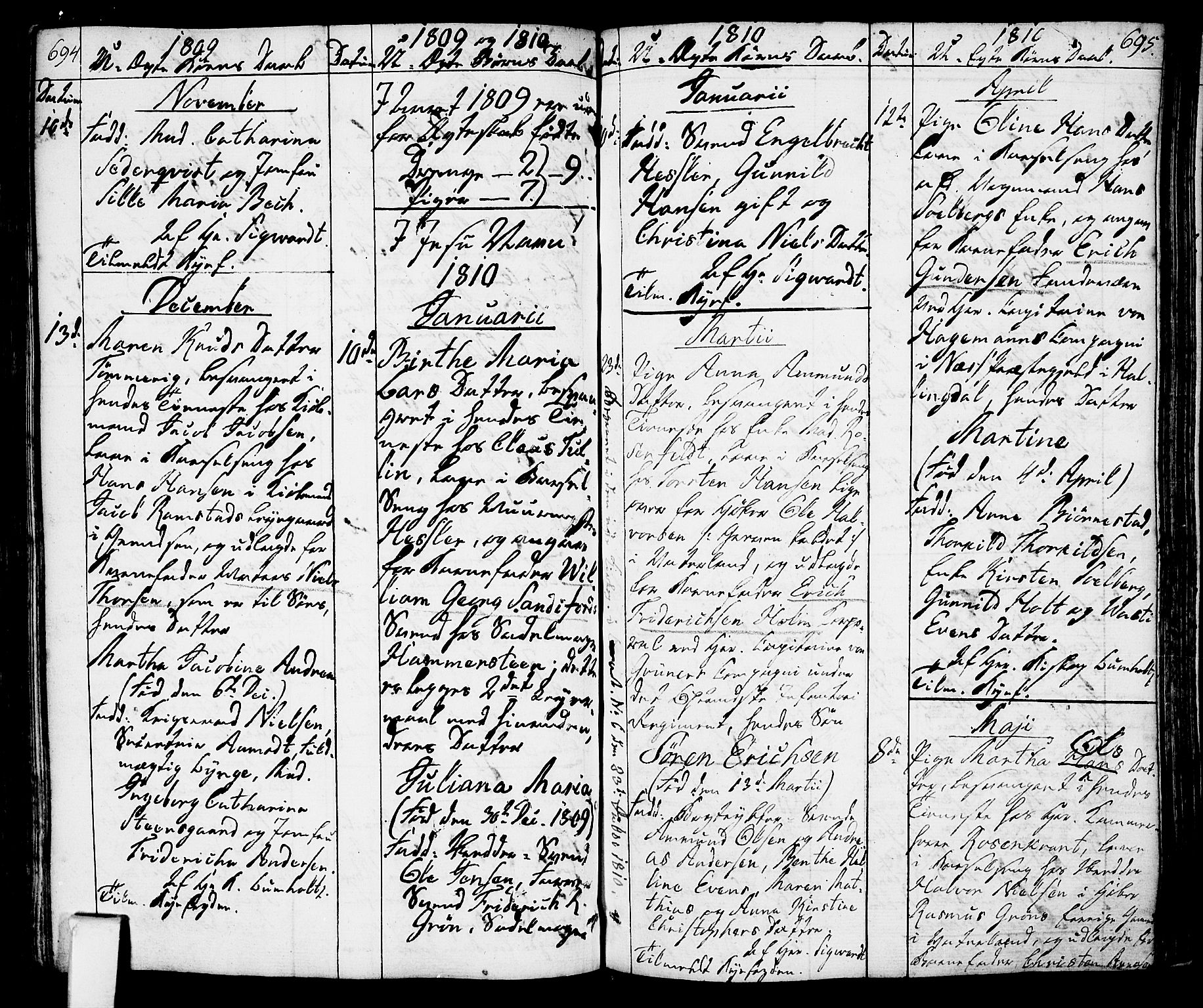 Oslo domkirke Kirkebøker, AV/SAO-A-10752/F/Fa/L0006: Parish register (official) no. 6, 1807-1817, p. 694-695