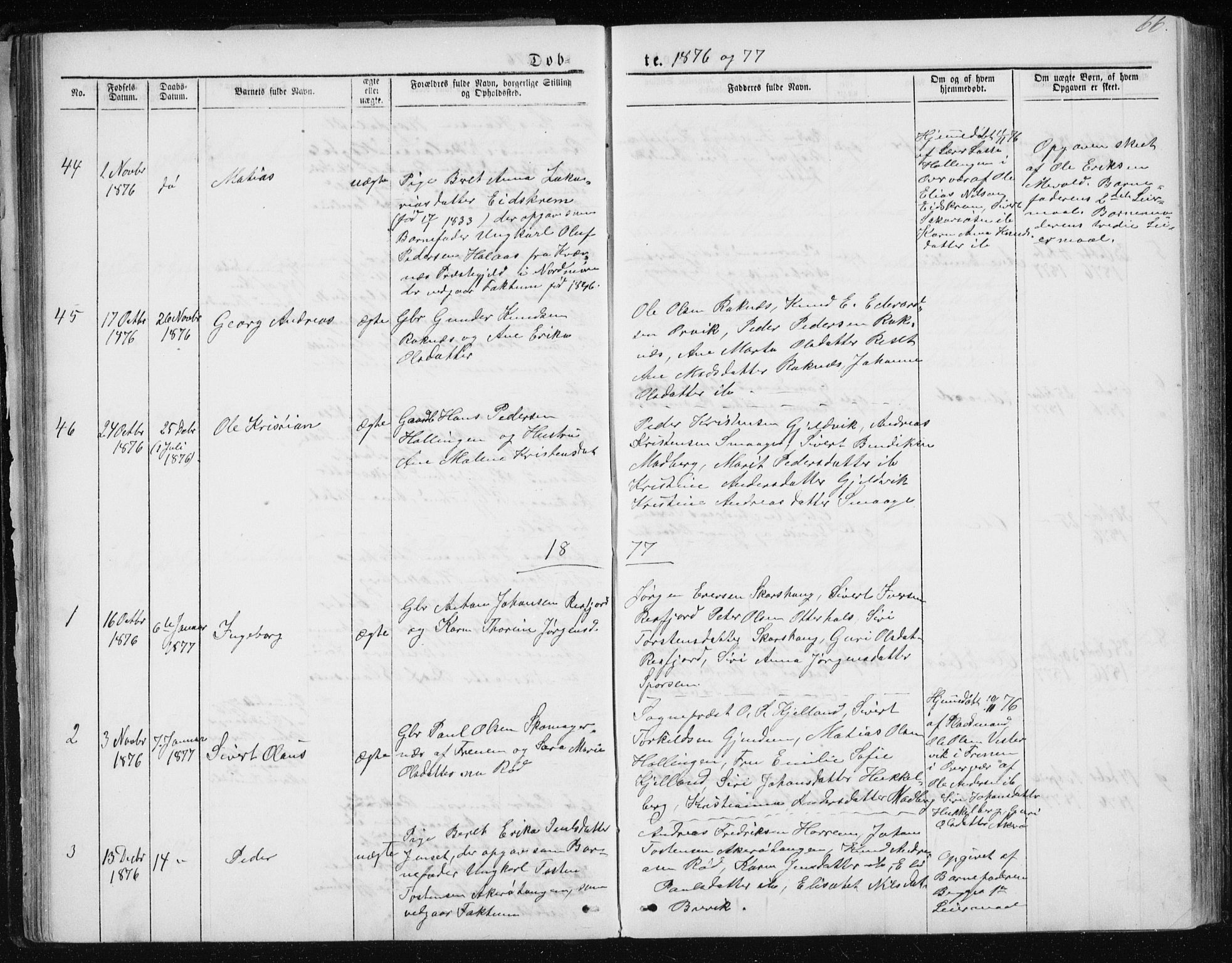 Ministerialprotokoller, klokkerbøker og fødselsregistre - Møre og Romsdal, SAT/A-1454/560/L0724: Parish register (copy) no. 560C01, 1867-1892, p. 66