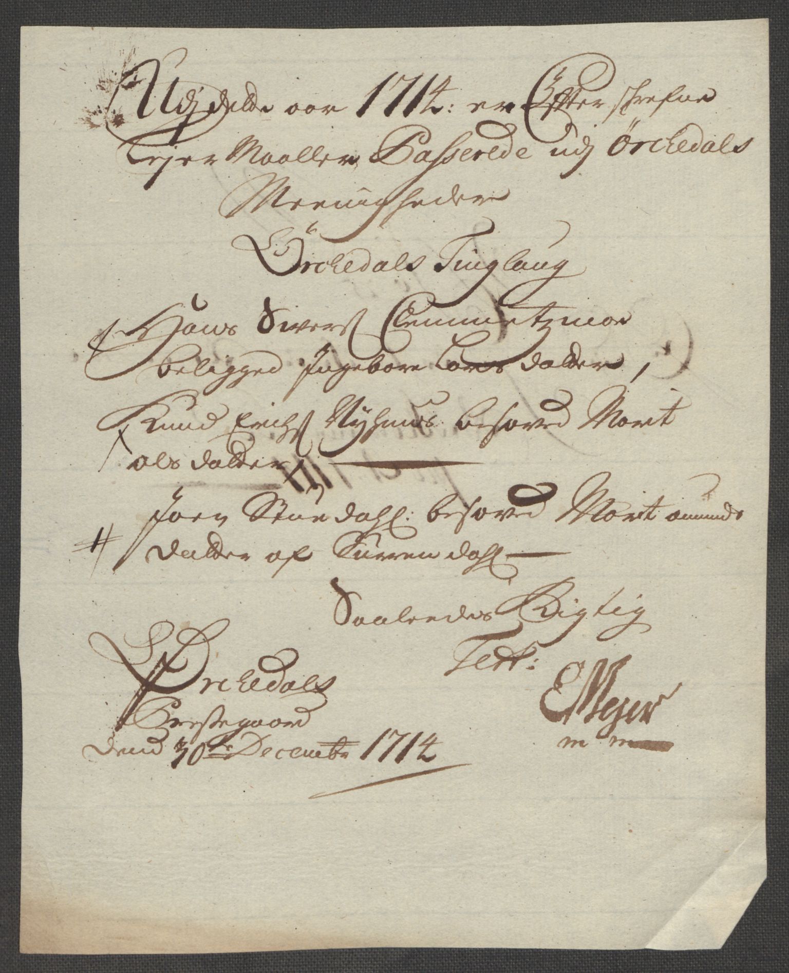 Rentekammeret inntil 1814, Reviderte regnskaper, Fogderegnskap, RA/EA-4092/R60/L3965: Fogderegnskap Orkdal og Gauldal, 1714, p. 209