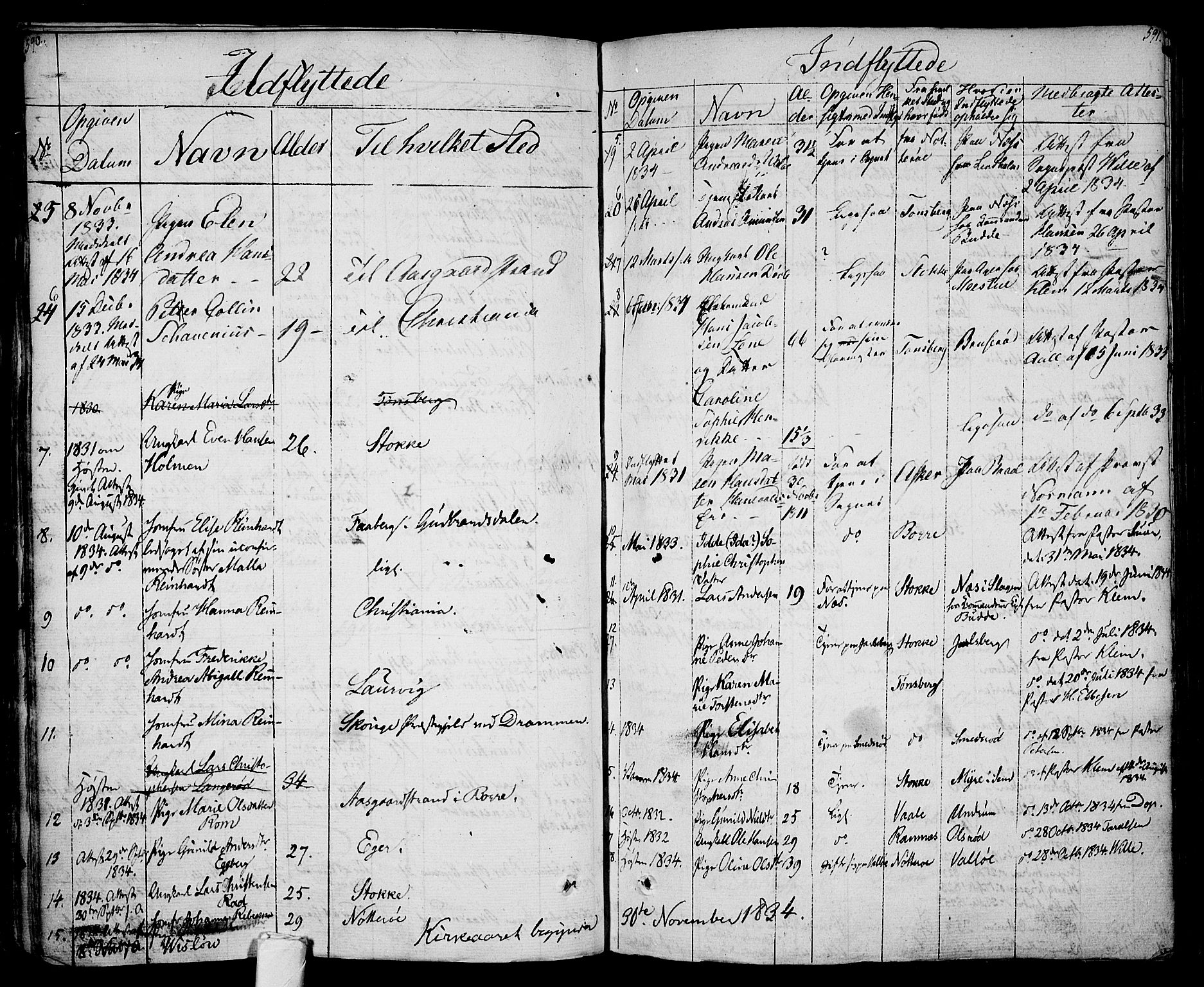 Sem kirkebøker, SAKO/A-5/F/Fa/L0005: Parish register (official) no. I 5, 1825-1842, p. 590-591