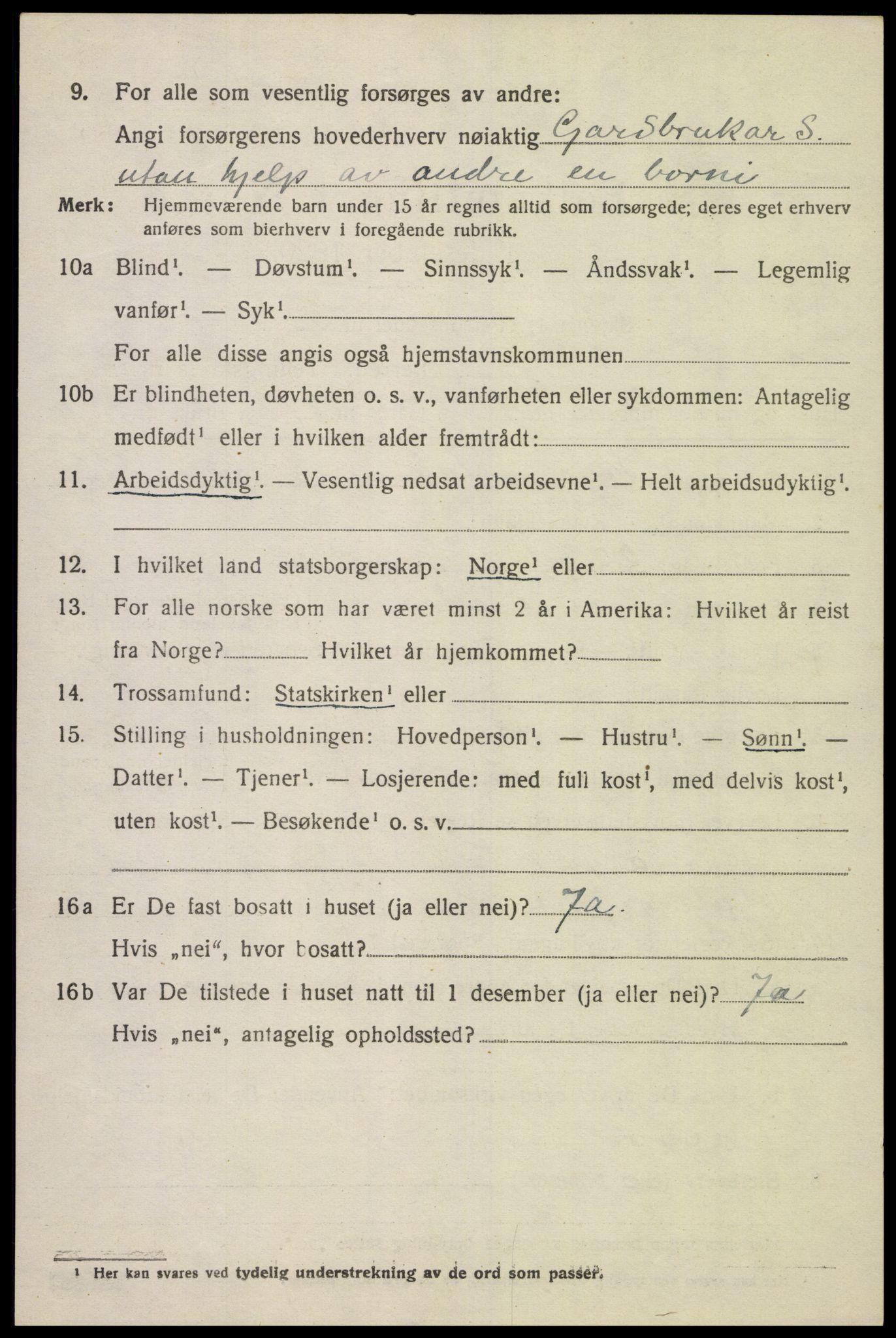 SAK, 1920 census for Grindheim, 1920, p. 1410