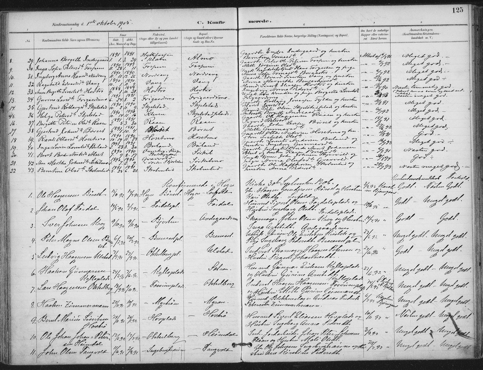 Ministerialprotokoller, klokkerbøker og fødselsregistre - Nord-Trøndelag, SAT/A-1458/703/L0031: Parish register (official) no. 703A04, 1893-1914, p. 125