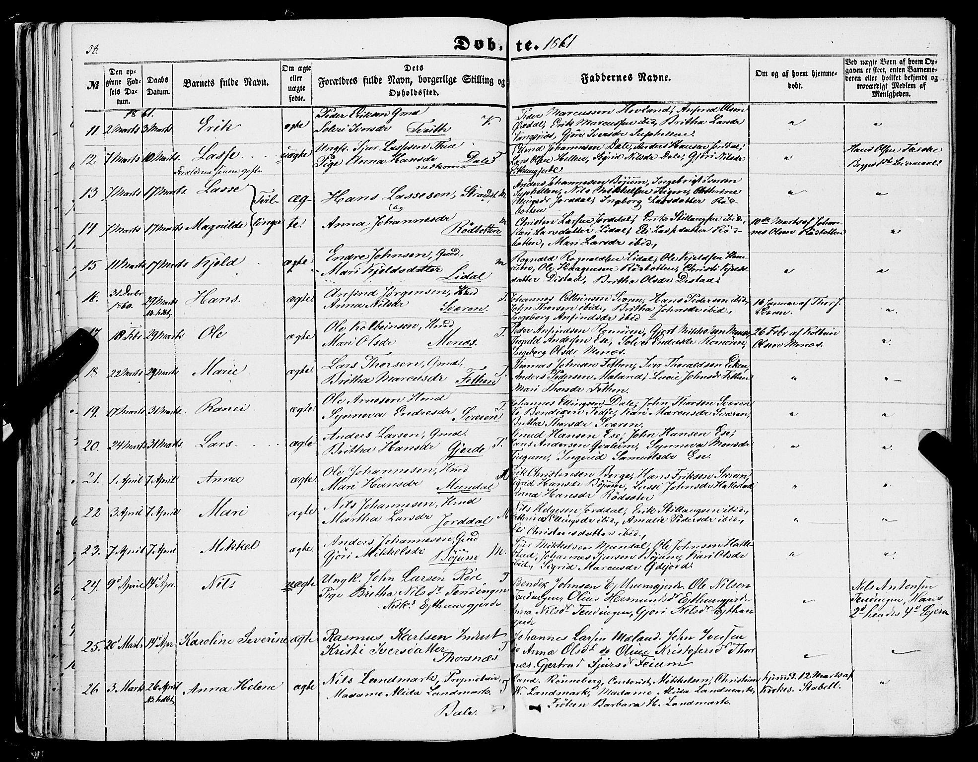 Balestrand sokneprestembete, SAB/A-79601/H/Haa/Haaa/L0002: Parish register (official) no. A 2, 1847-1866, p. 58