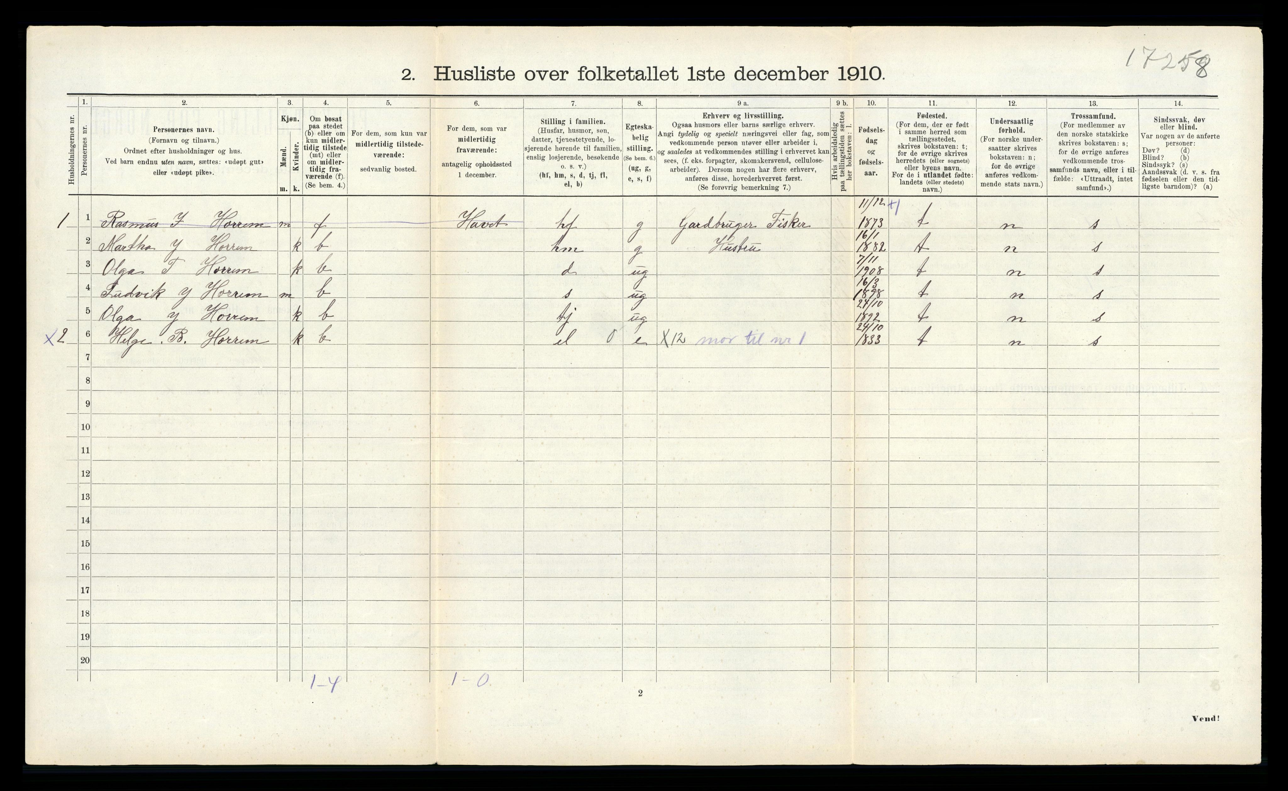 RA, 1910 census for Aukra, 1910, p. 131