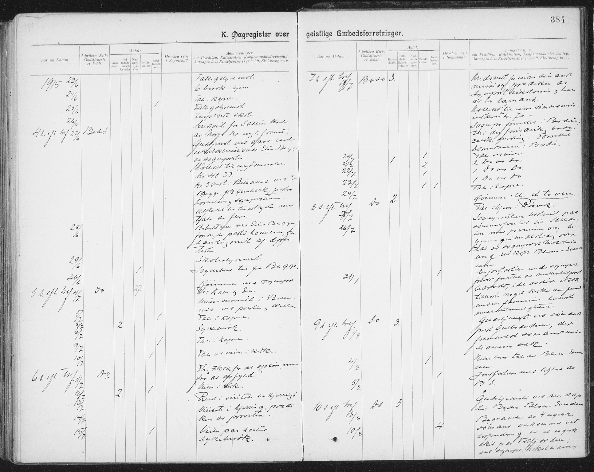 Ministerialprotokoller, klokkerbøker og fødselsregistre - Nordland, AV/SAT-A-1459/801/L0012: Parish register (official) no. 801A12, 1900-1916, p. 384