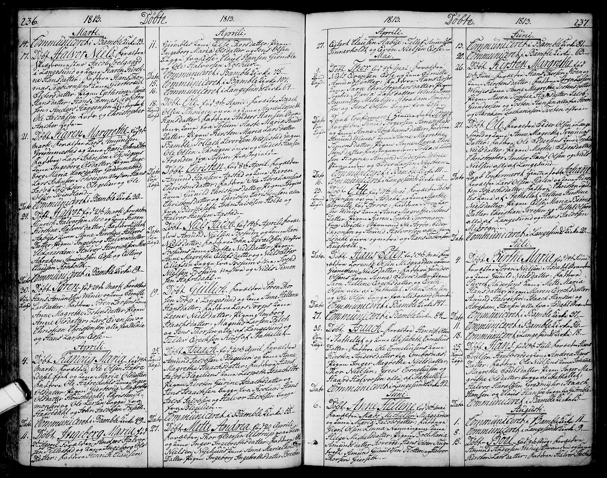 Bamble kirkebøker, SAKO/A-253/F/Fa/L0002: Parish register (official) no. I 2, 1775-1814, p. 236-237