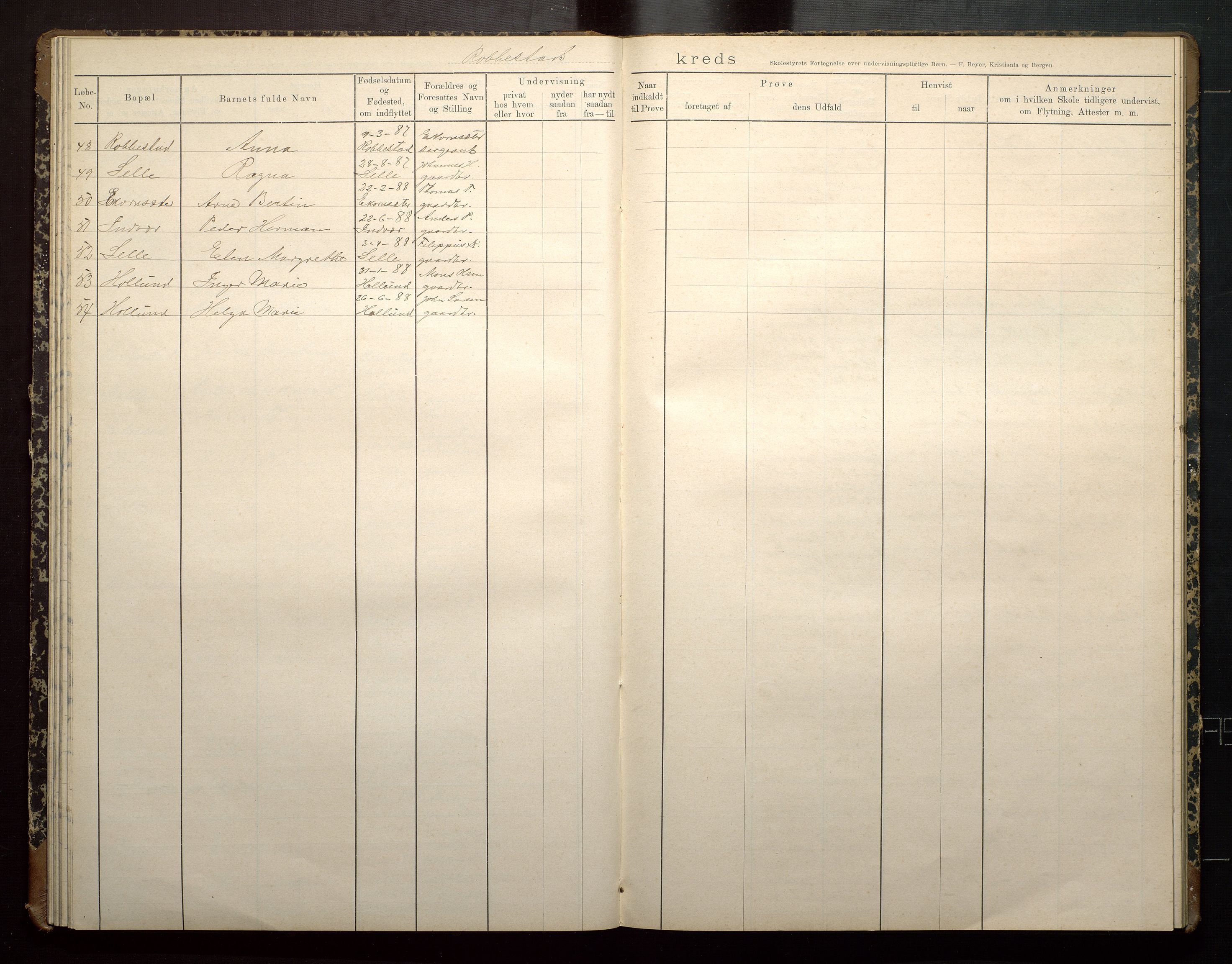 Finnaas kommune. Skulestyret, IKAH/1218a-211/F/Fa/L0001: Barnelister, 1893, p. 45