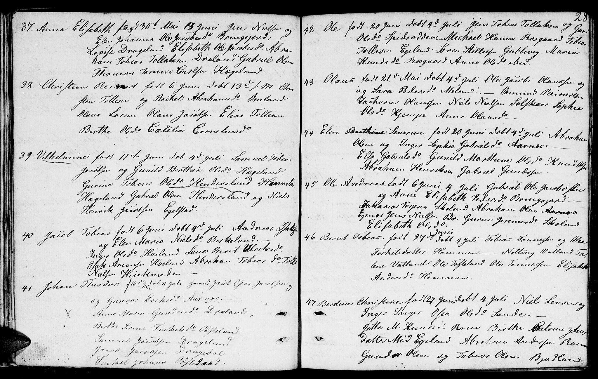 Lyngdal sokneprestkontor, SAK/1111-0029/F/Fb/Fbc/L0002: Parish register (copy) no. B 2, 1849-1864, p. 28