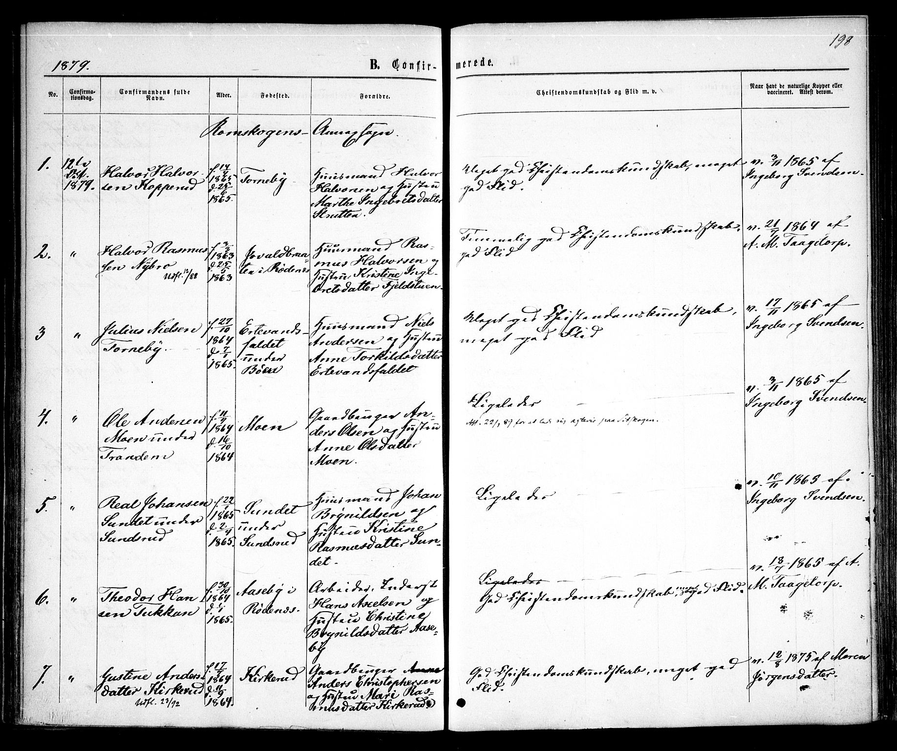 Rødenes prestekontor Kirkebøker, AV/SAO-A-2005/F/Fa/L0008: Parish register (official) no. I 8, 1869-1879, p. 198