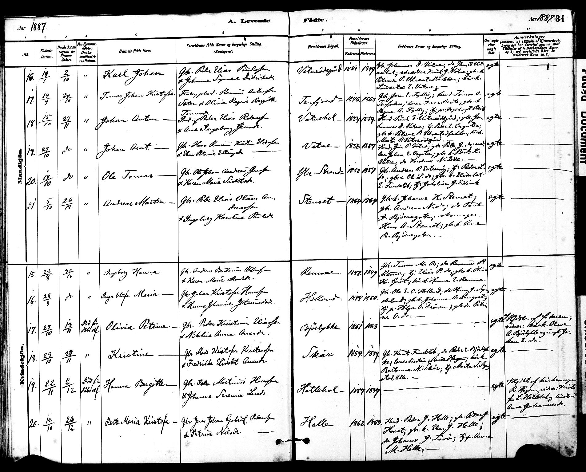 Ministerialprotokoller, klokkerbøker og fødselsregistre - Møre og Romsdal, SAT/A-1454/525/L0374: Parish register (official) no. 525A04, 1880-1899, p. 34