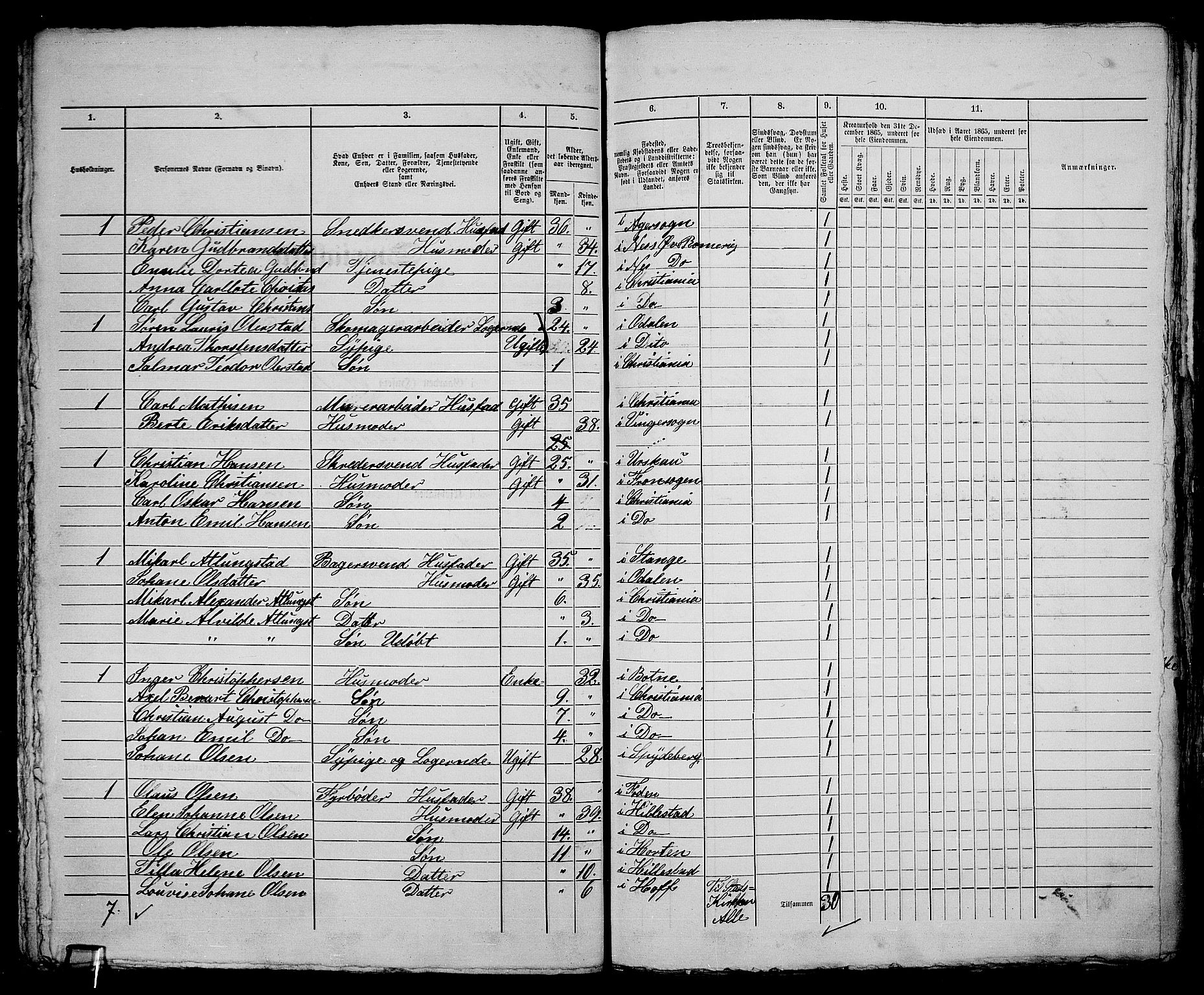 RA, 1865 census for Kristiania, 1865, p. 3089