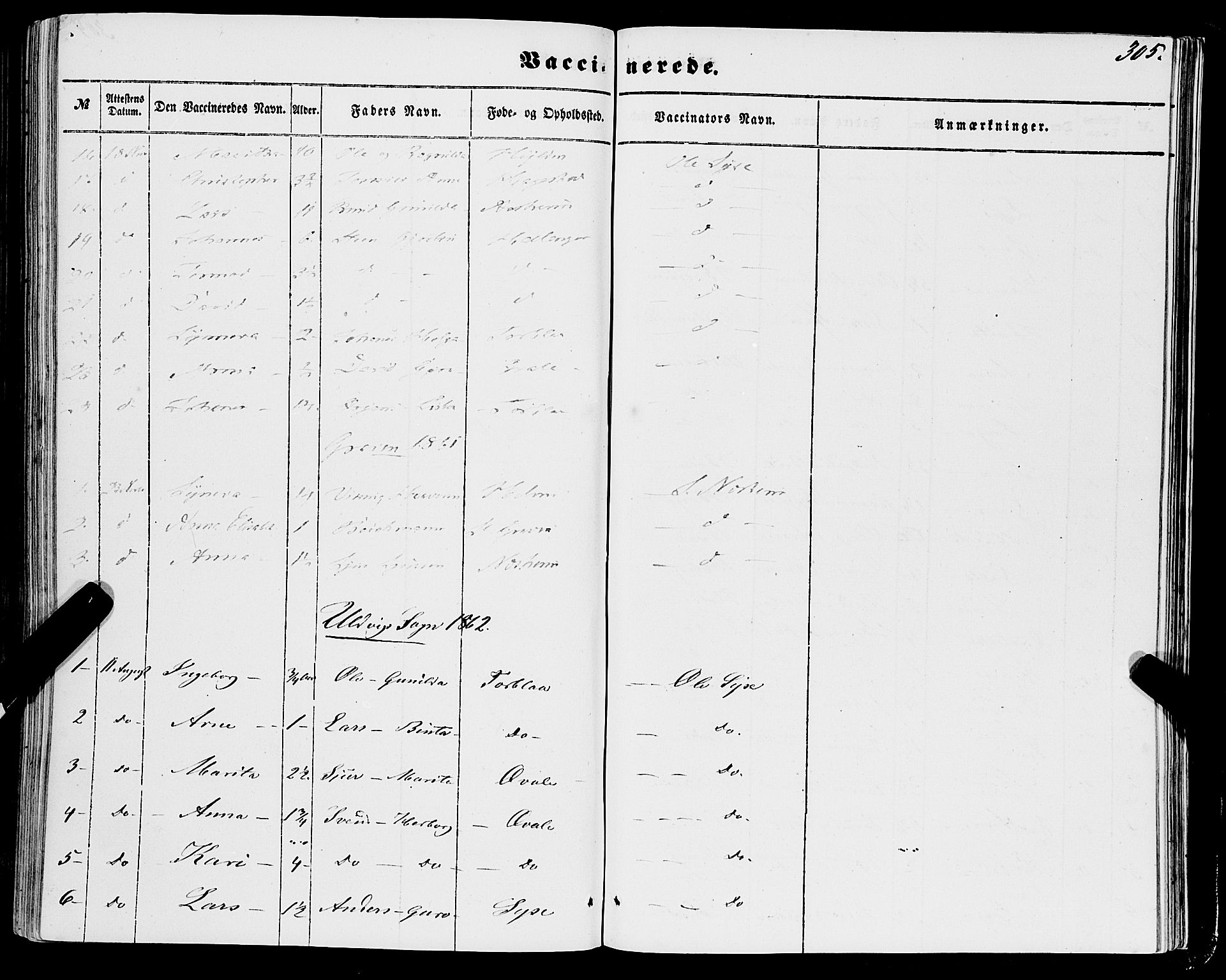 Ulvik sokneprestembete, SAB/A-78801/H/Haa: Parish register (official) no. A 13, 1853-1863, p. 305