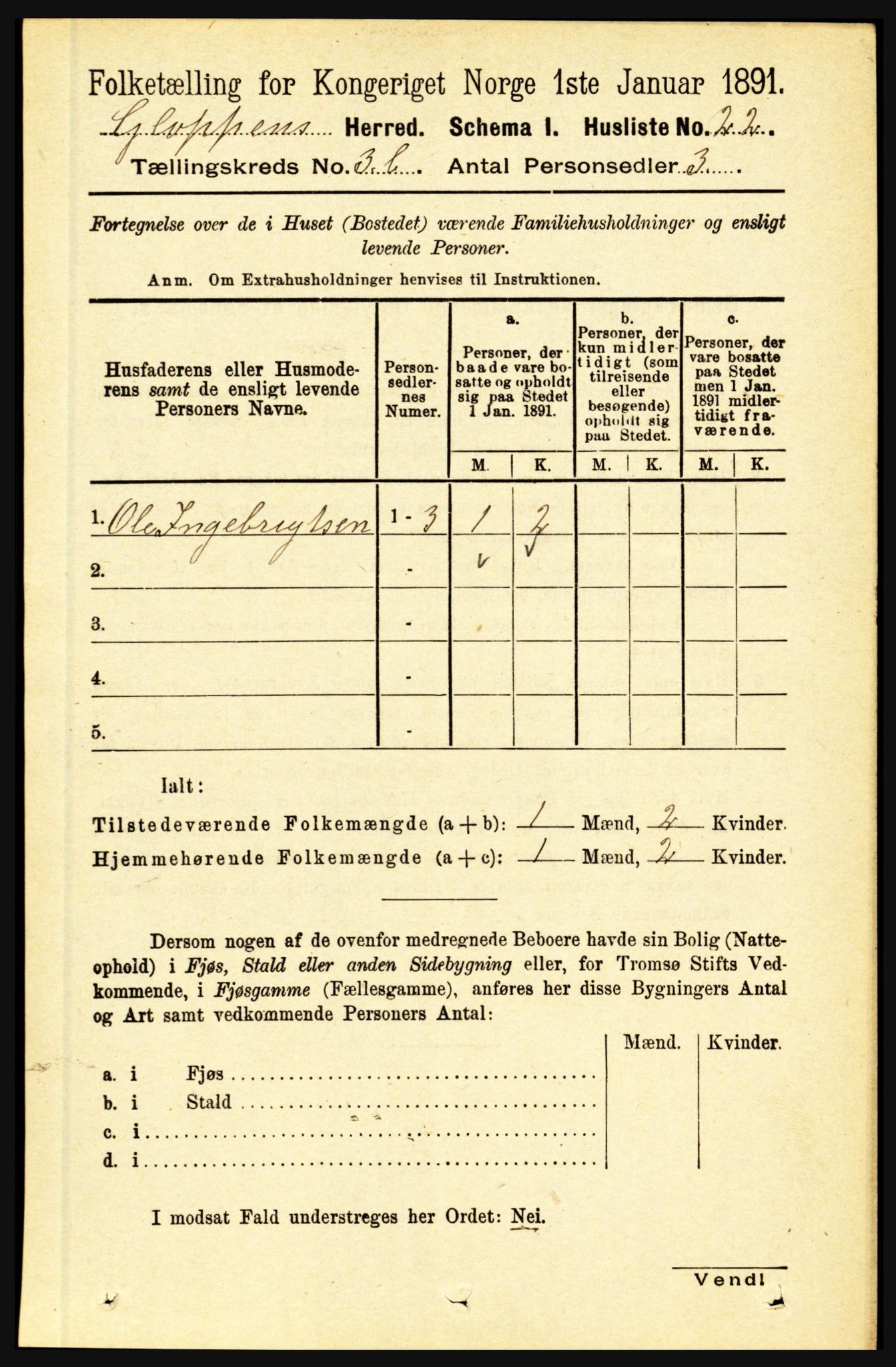 RA, 1891 census for 1445 Gloppen, 1891, p. 1438