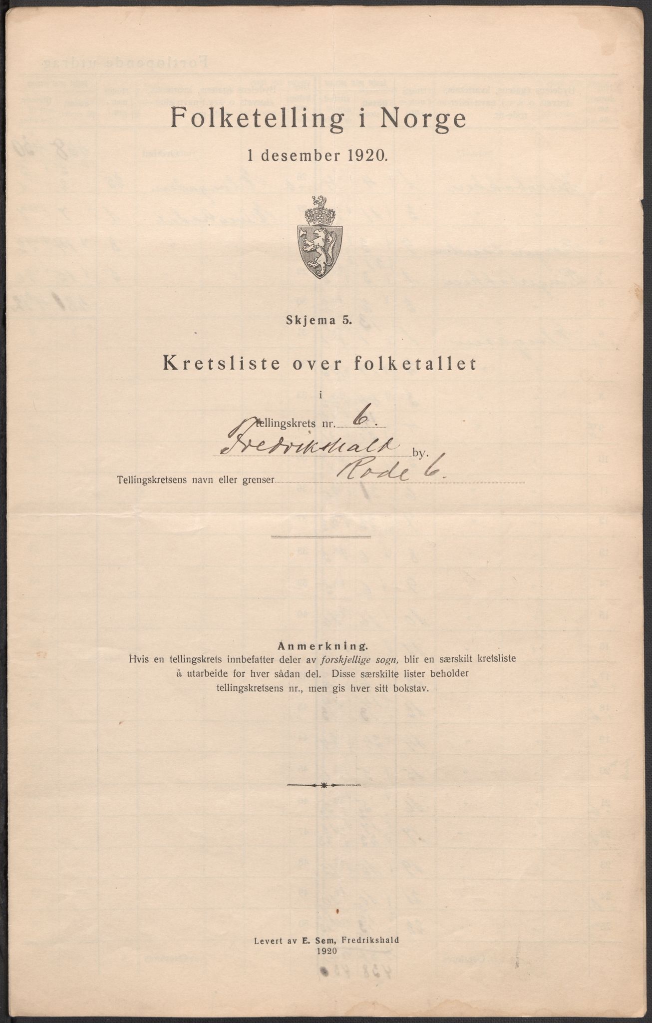 SAO, 1920 census for Fredrikshald, 1920, p. 21