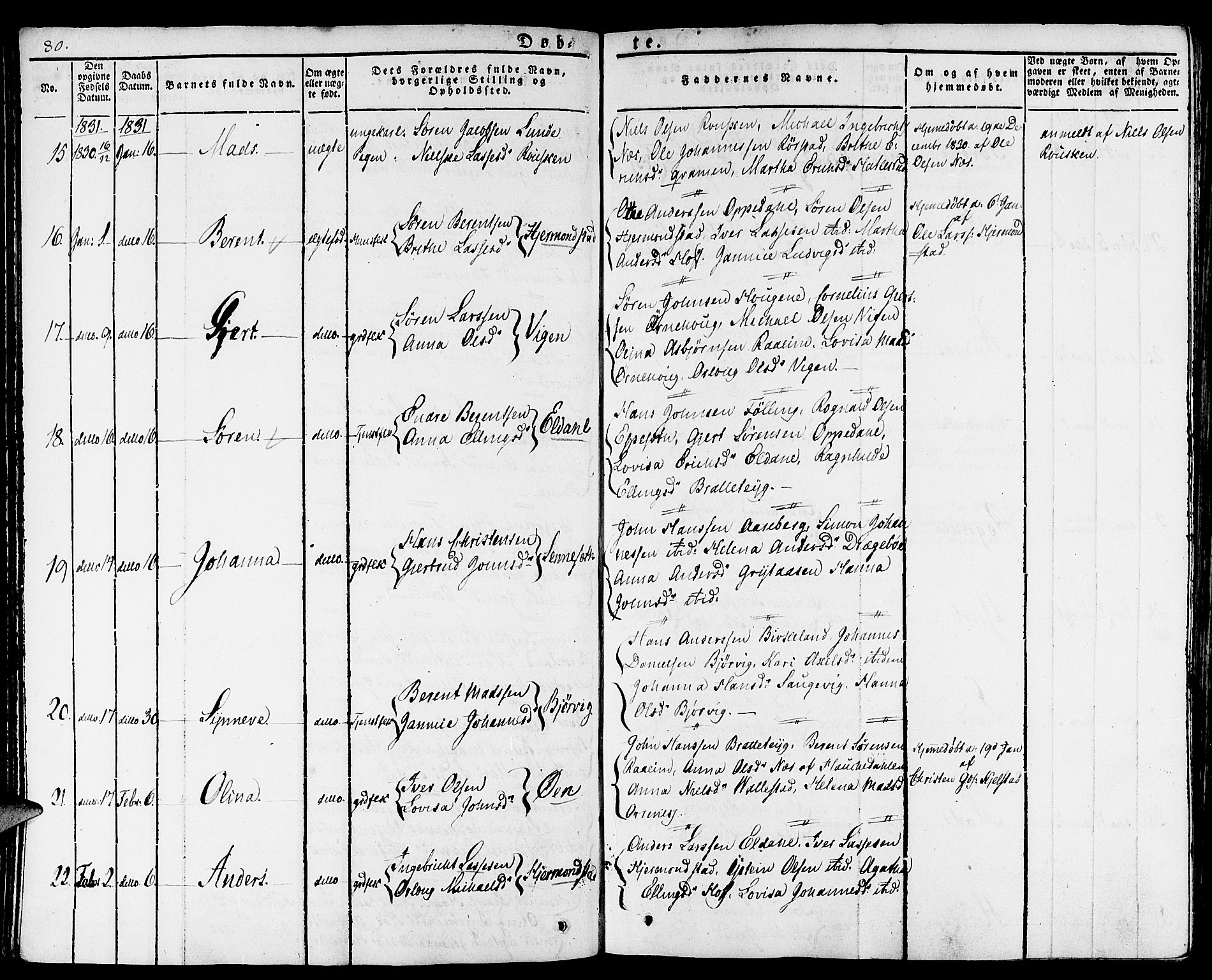 Gaular sokneprestembete, AV/SAB-A-80001/H/Haa: Parish register (official) no. A 3, 1821-1840, p. 80