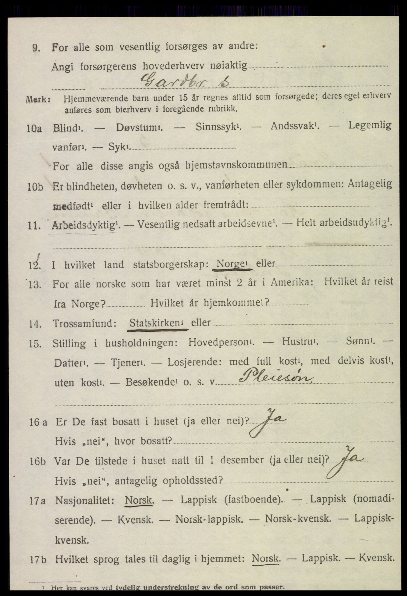 SAT, 1920 census for Snåsa, 1920, p. 1051