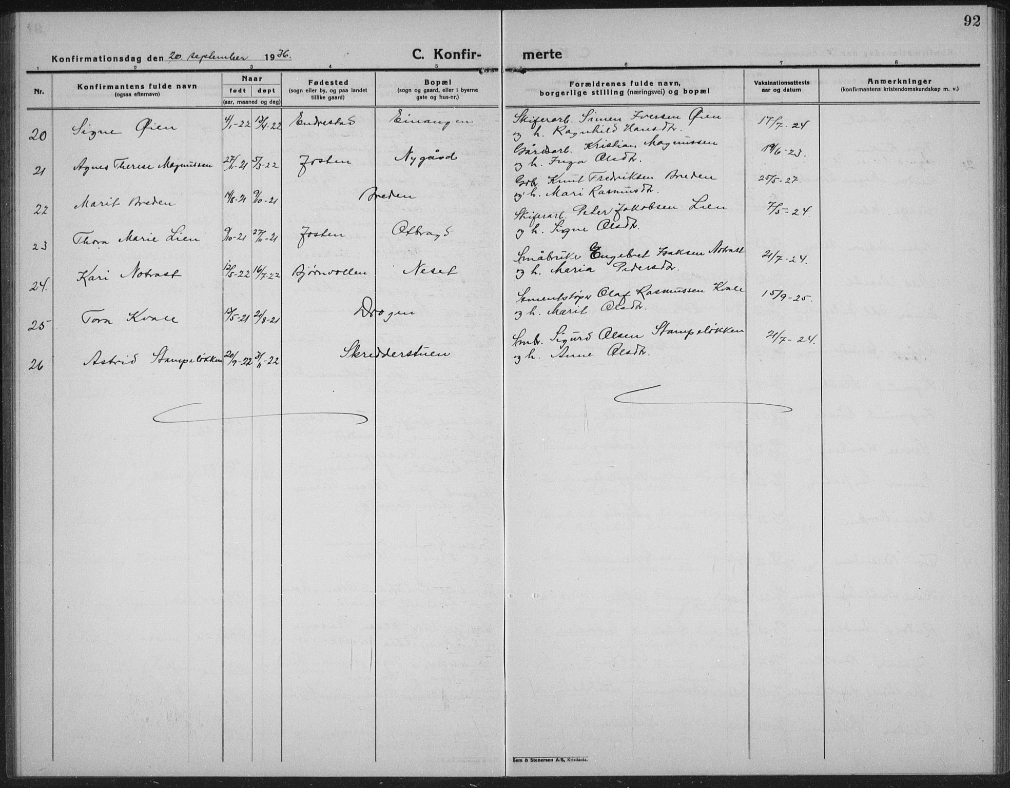 Sel prestekontor, AV/SAH-PREST-074/H/Ha/Hab/L0002: Parish register (copy) no. 2, 1923-1939, p. 92