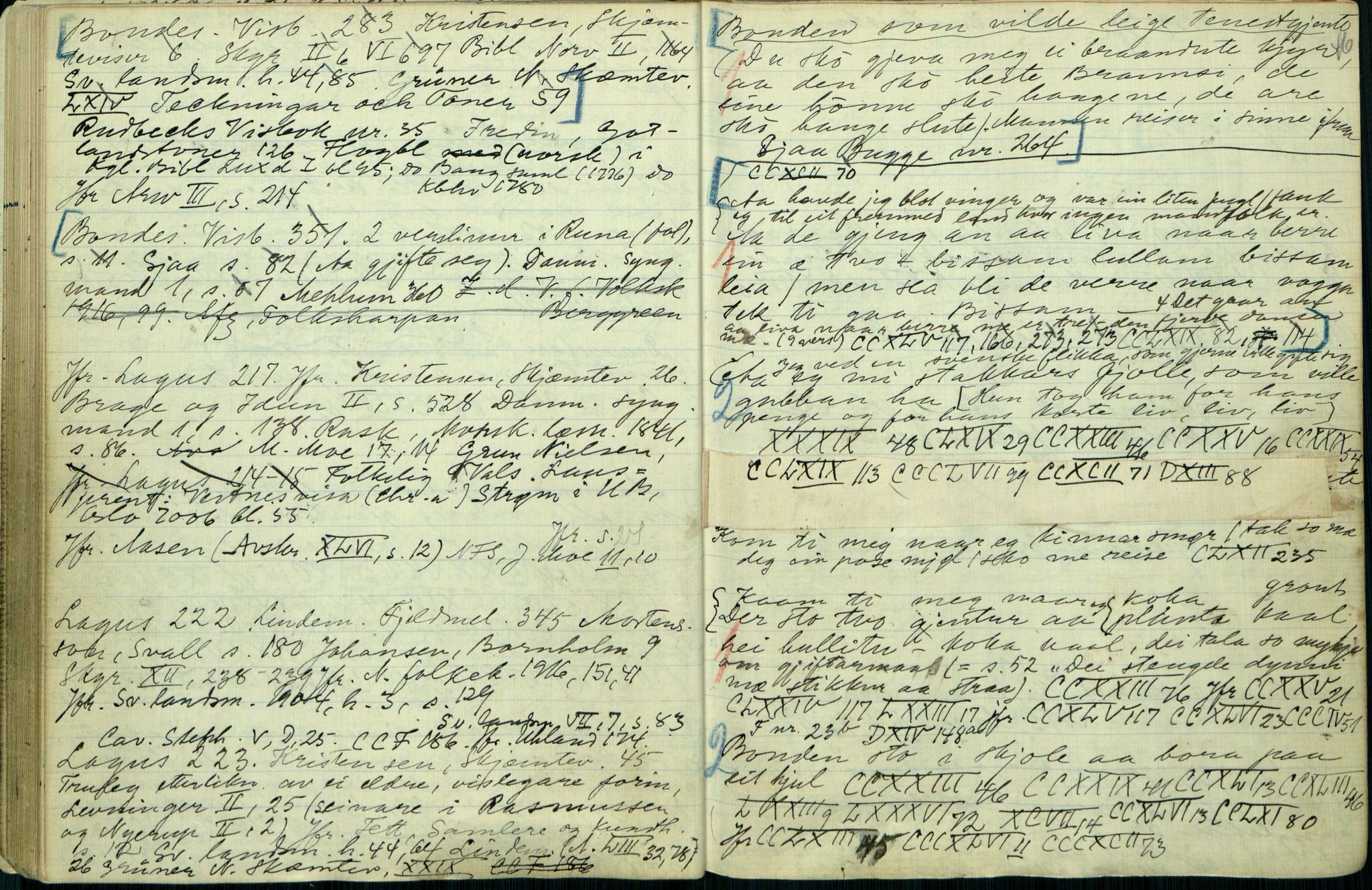 Rikard Berge, TEMU/TGM-A-1003/H/L0068: 68: Katalog yvi folkevisur ll, 1911, p. 45-46