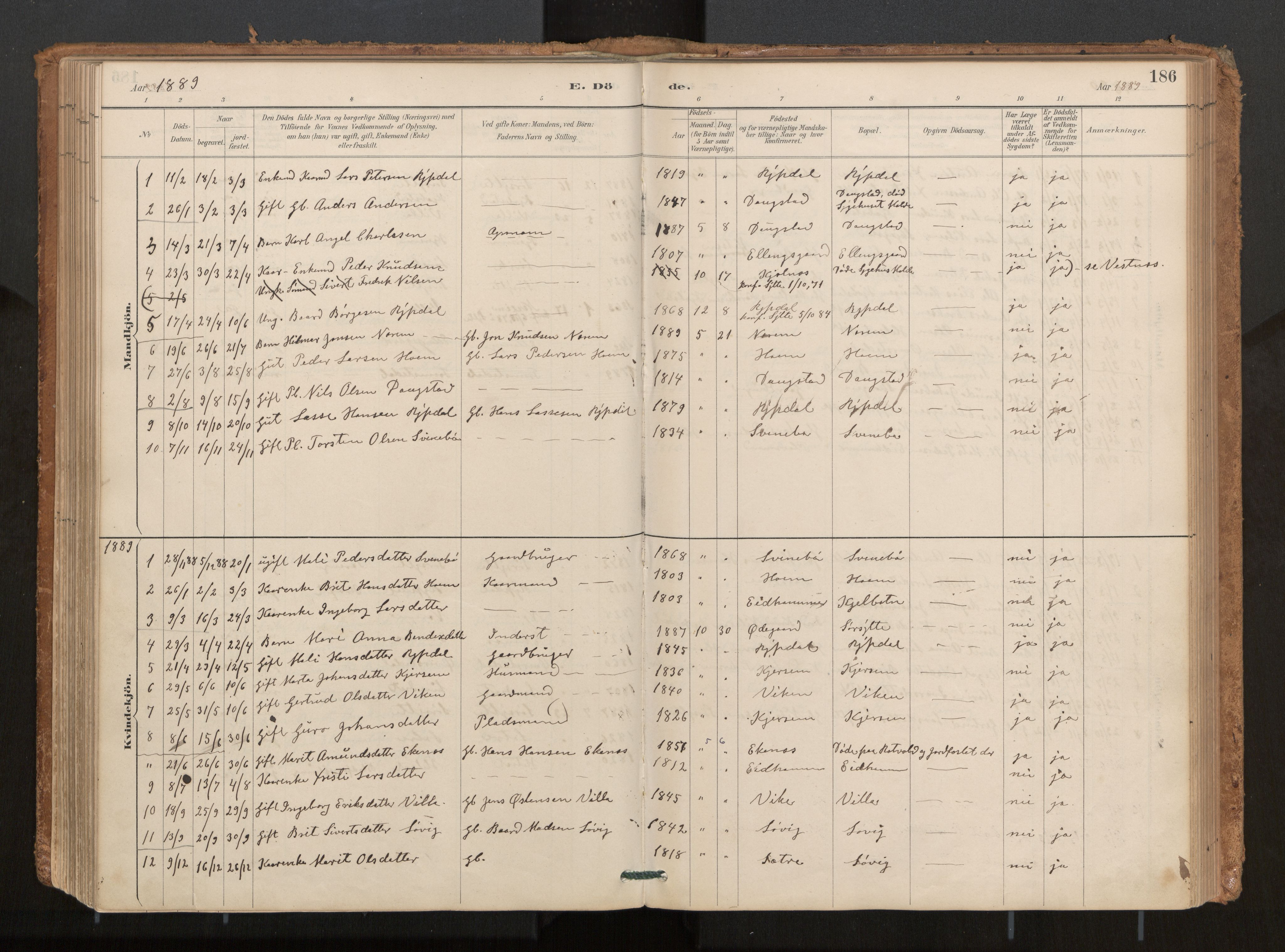 Ministerialprotokoller, klokkerbøker og fødselsregistre - Møre og Romsdal, AV/SAT-A-1454/541/L0545a: Parish register (official) no. 541A03, 1887-1912, p. 186