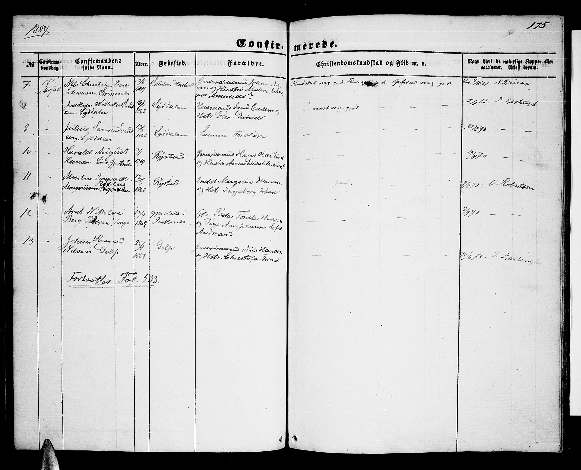 Ministerialprotokoller, klokkerbøker og fødselsregistre - Nordland, SAT/A-1459/876/L1102: Parish register (copy) no. 876C01, 1852-1886, p. 175