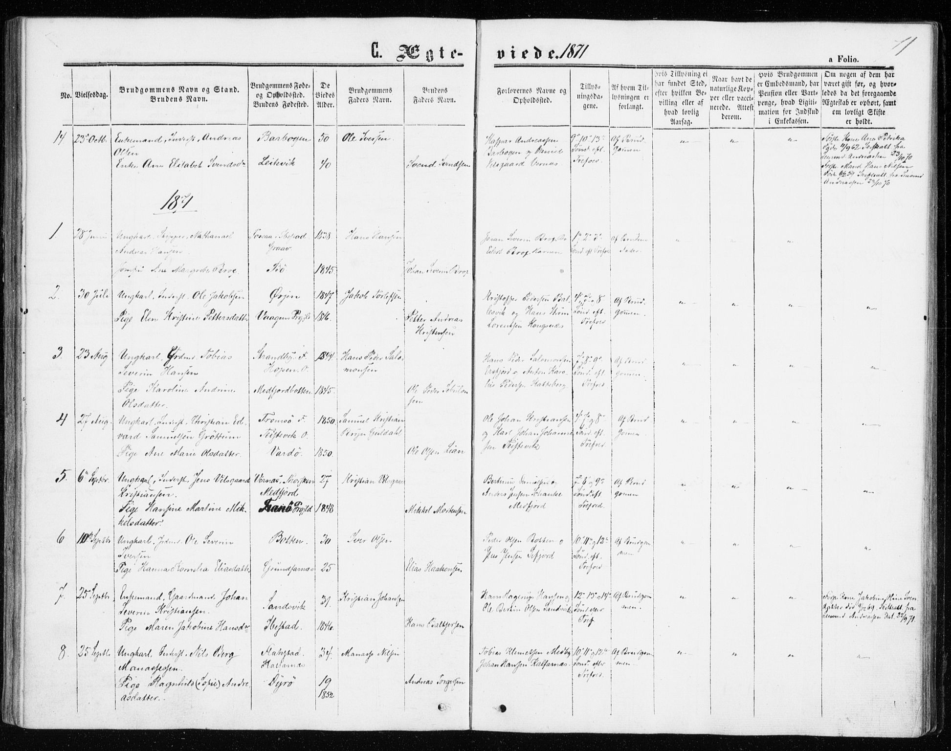 Berg sokneprestkontor, SATØ/S-1318/G/Ga/Gaa/L0002kirke: Parish register (official) no. 2, 1860-1872, p. 71