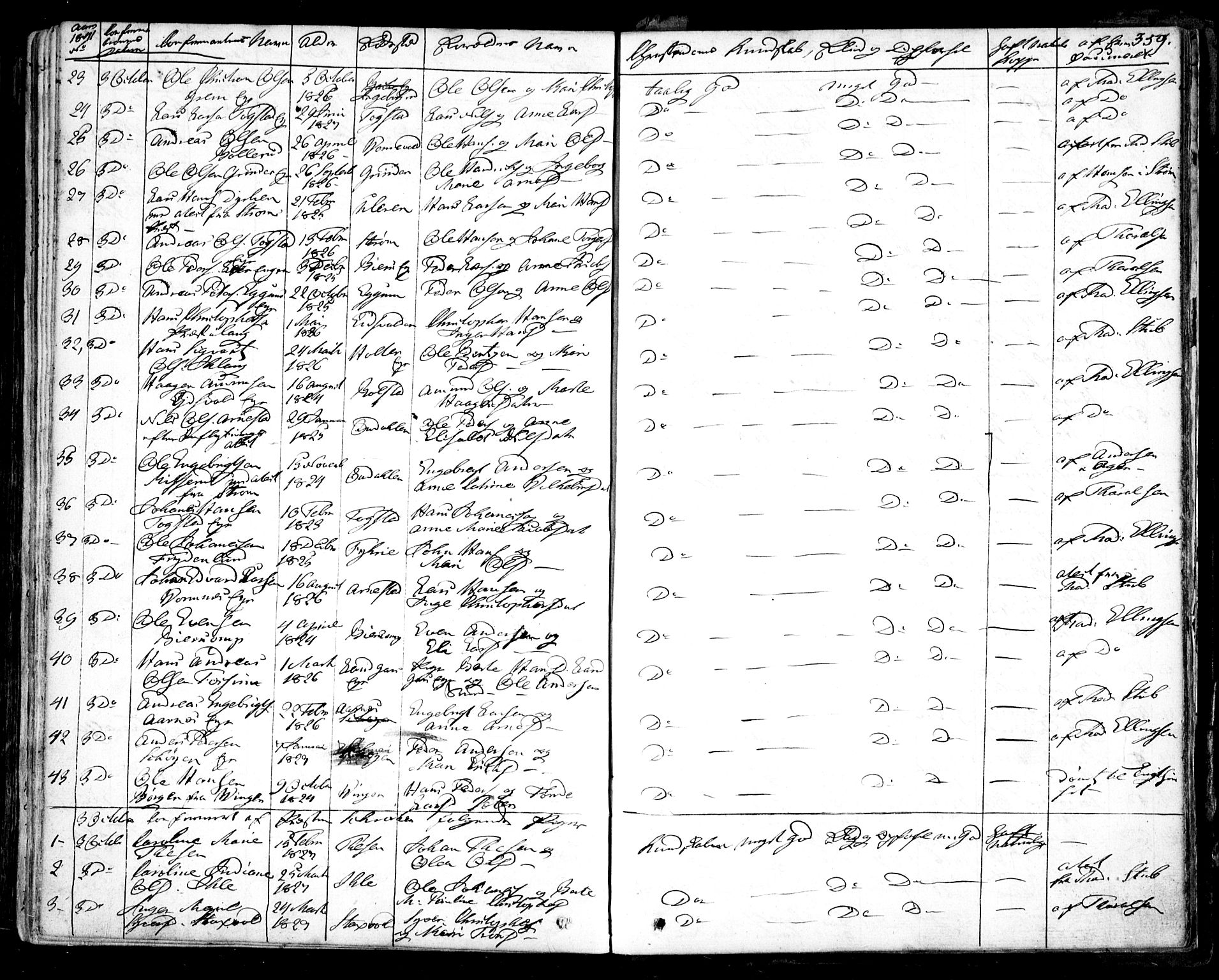 Nes prestekontor Kirkebøker, AV/SAO-A-10410/F/Fa/L0006: Parish register (official) no. I 6, 1833-1845, p. 359