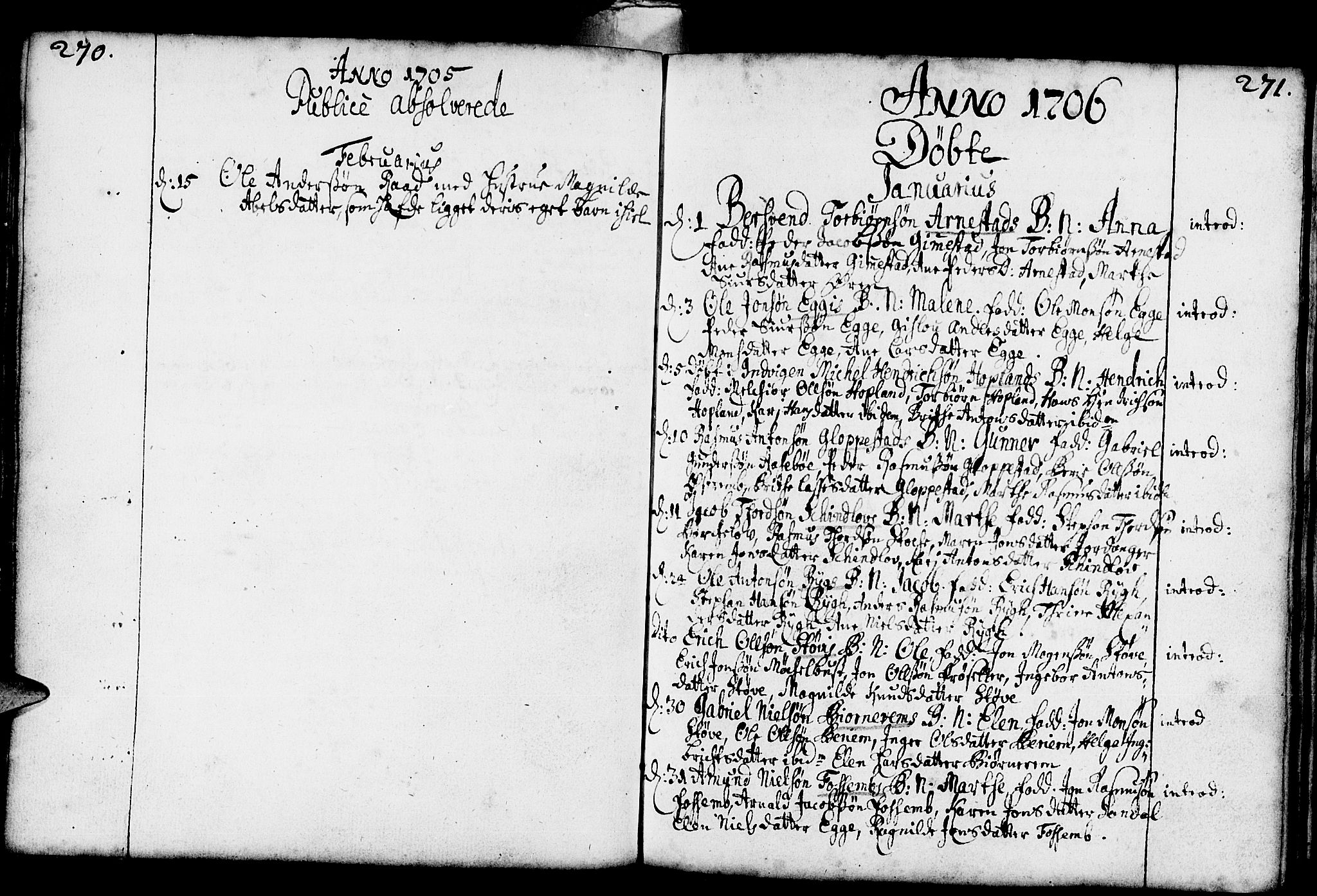 Gloppen sokneprestembete, AV/SAB-A-80101/H/Haa/Haaa/L0001: Parish register (official) no. A 1, 1686-1711, p. 270-271