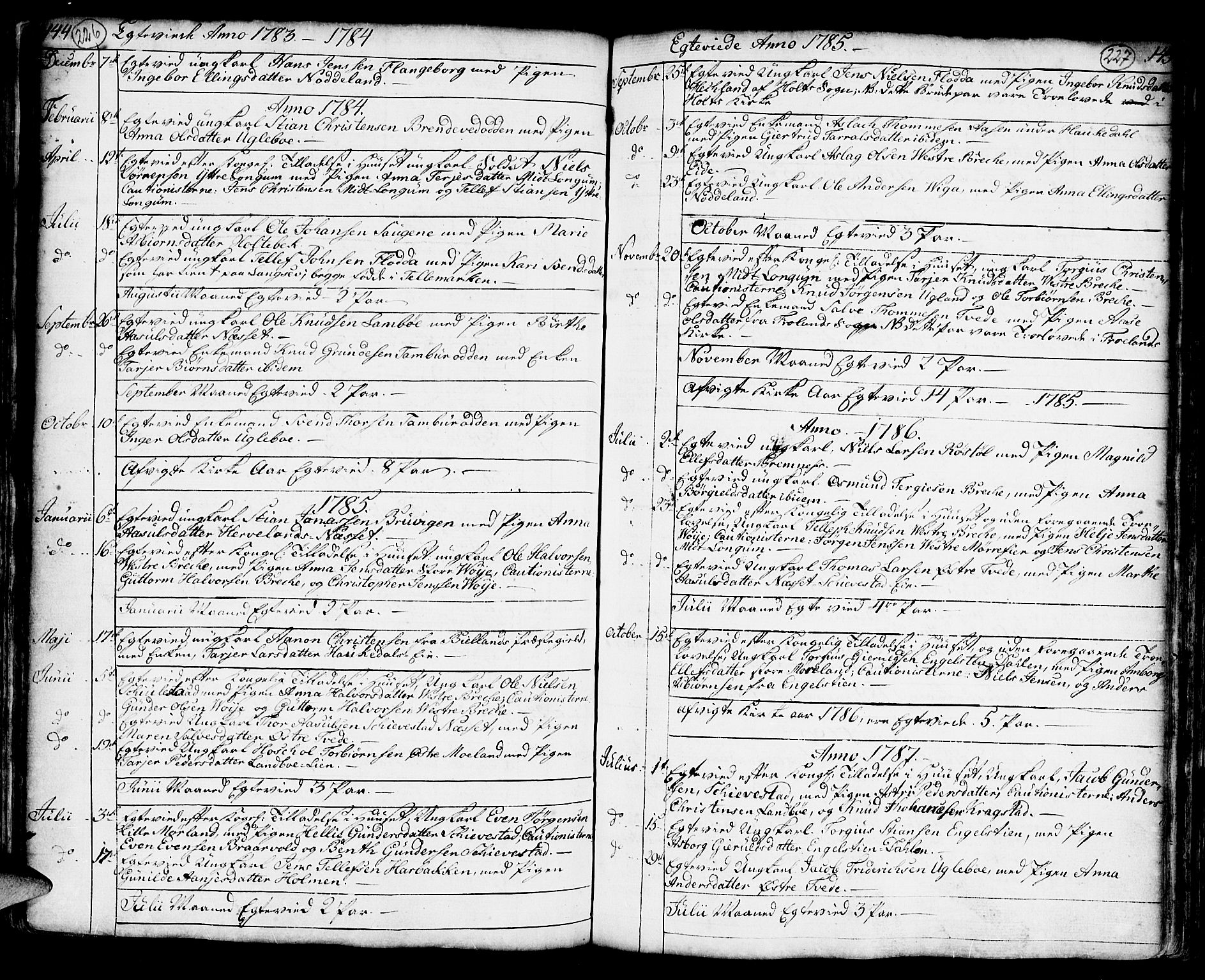 Austre Moland sokneprestkontor, AV/SAK-1111-0001/F/Fa/Faa/L0002: Parish register (official) no. A 2, 1747-1808, p. 226-227