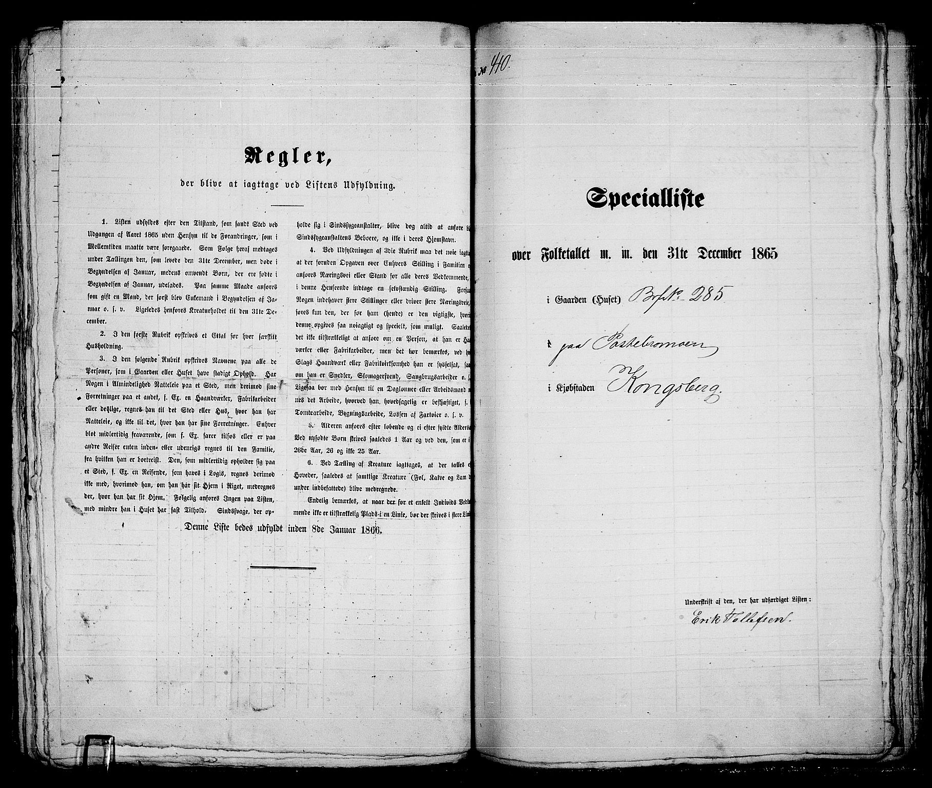 RA, 1865 census for Kongsberg/Kongsberg, 1865, p. 835