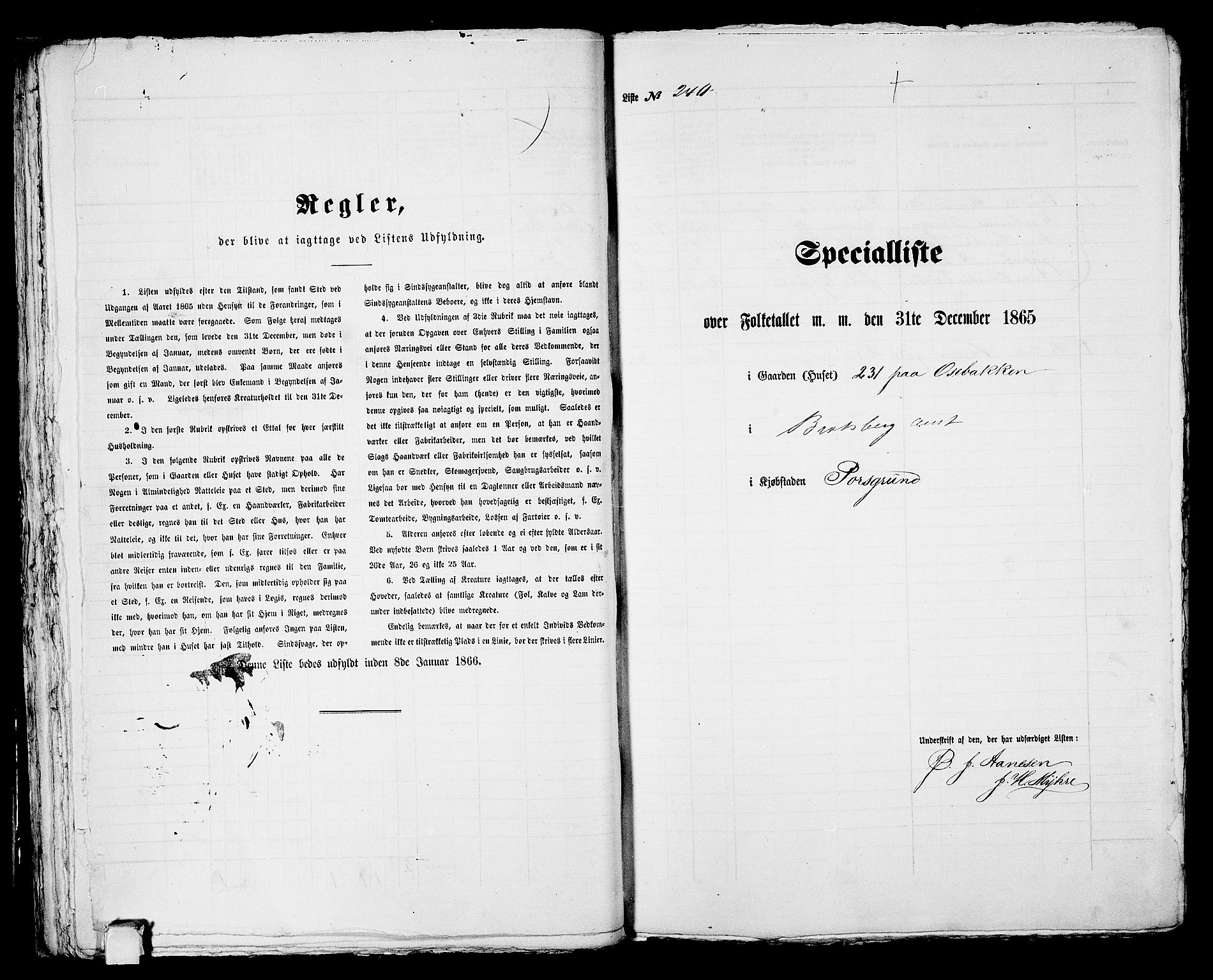 RA, 1865 census for Porsgrunn, 1865, p. 492